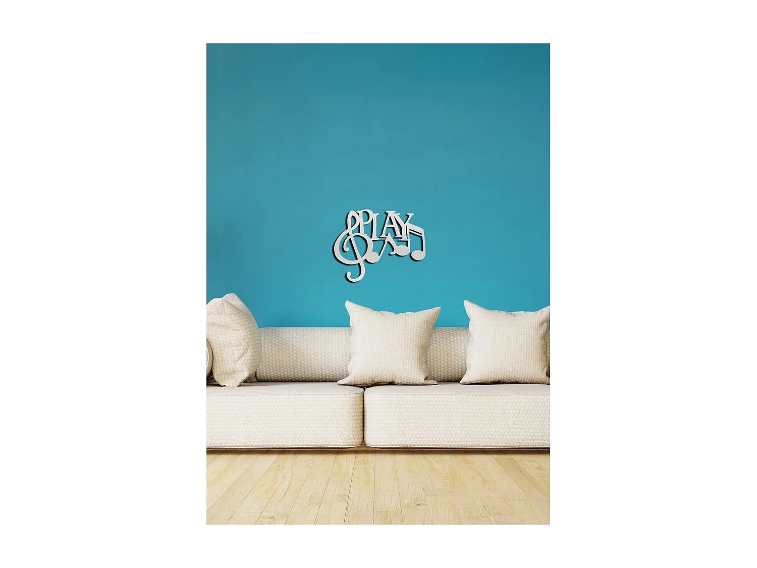 Metalen Decoratie Play 4 - Zilver - 63x1,5x50 cm - EPIKASA