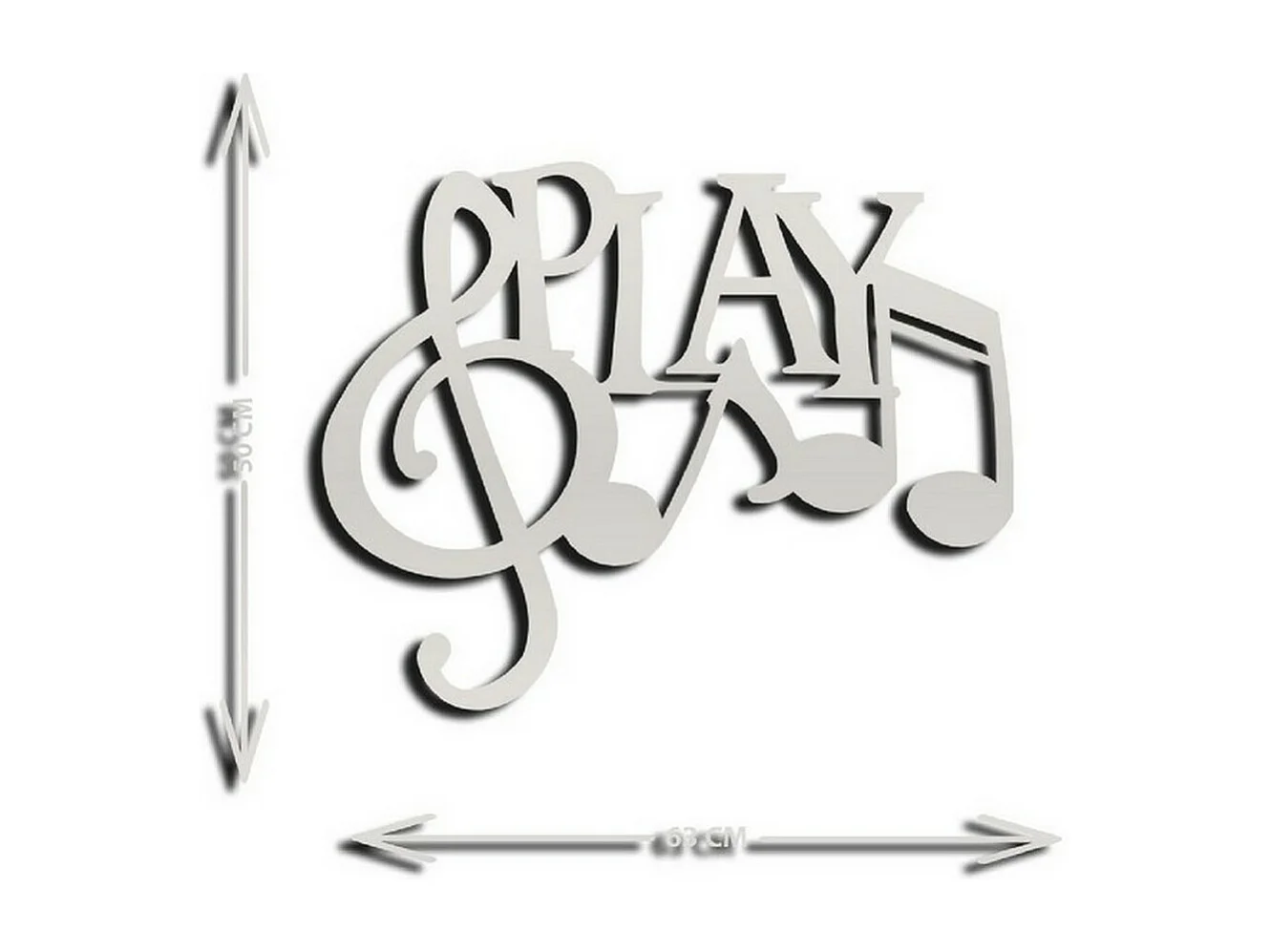 Metalen Decoratie Play 4 - Zilver - 63x1,5x50 cm - EPIKASA