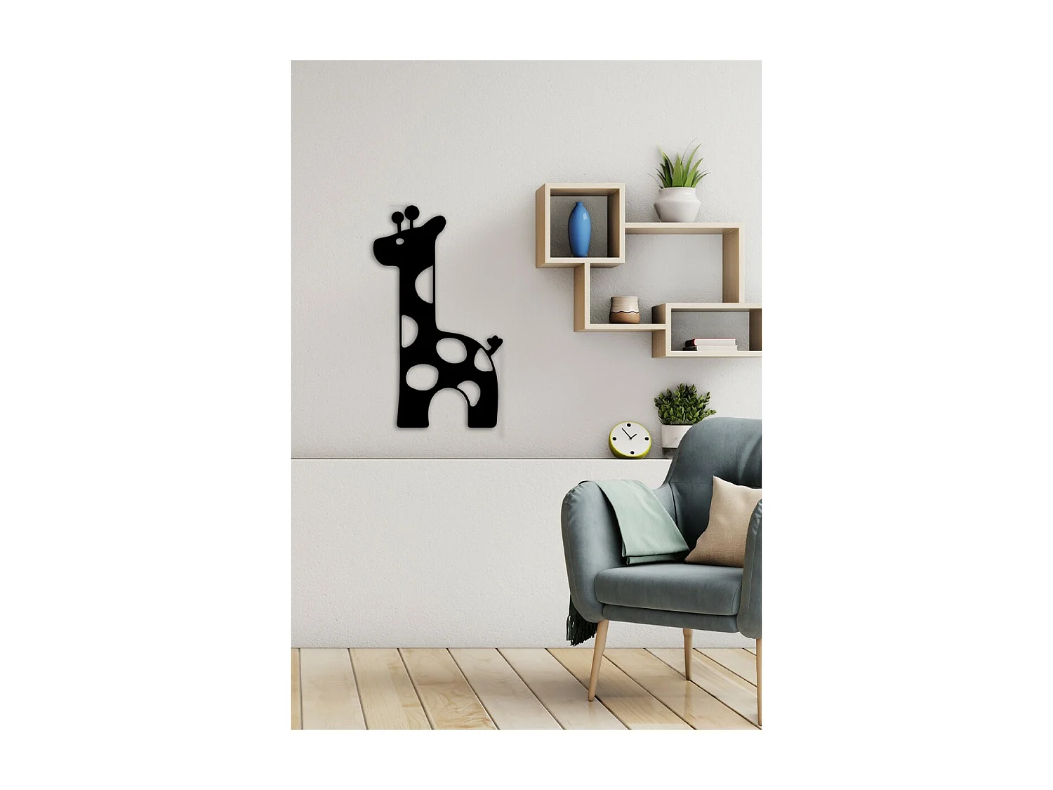 Decoração em Metal Girafa, Preto, 50x1,5x86 cm, EPIKASA