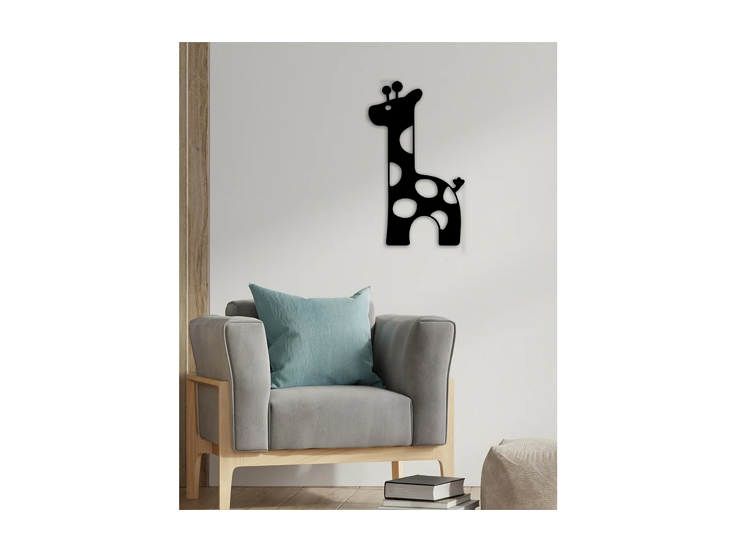 Decoração em Metal Girafa, Preto, 50x1,5x86 cm, EPIKASA