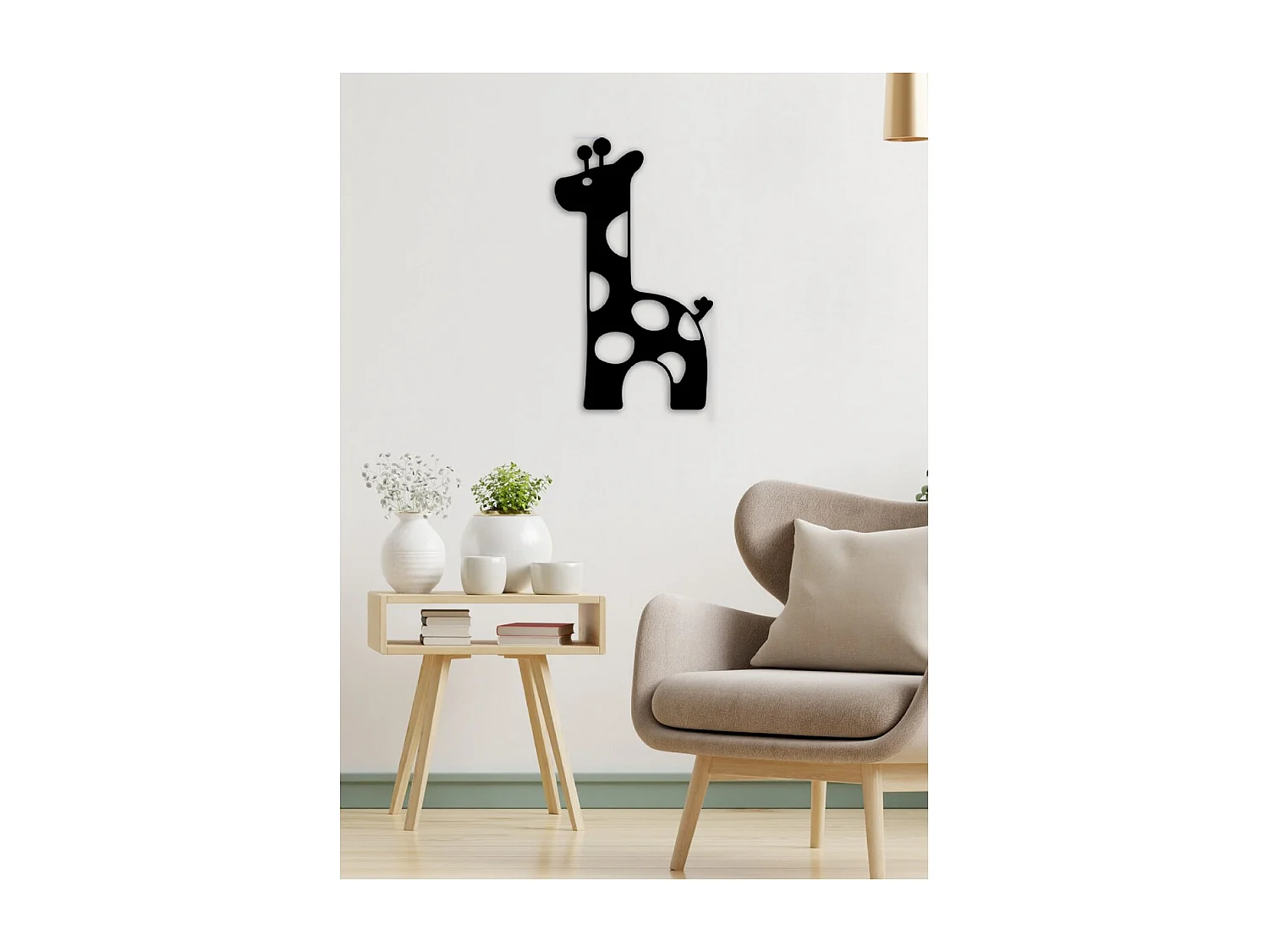 Decoração em Metal Girafa, Preto, 50x1,5x86 cm, EPIKASA