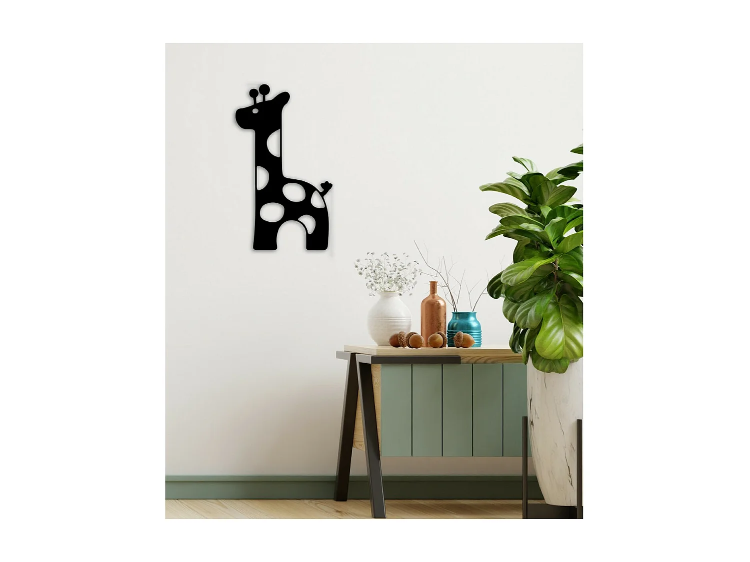 Decoração em Metal Girafa, Preto, 50x1,5x86 cm, EPIKASA