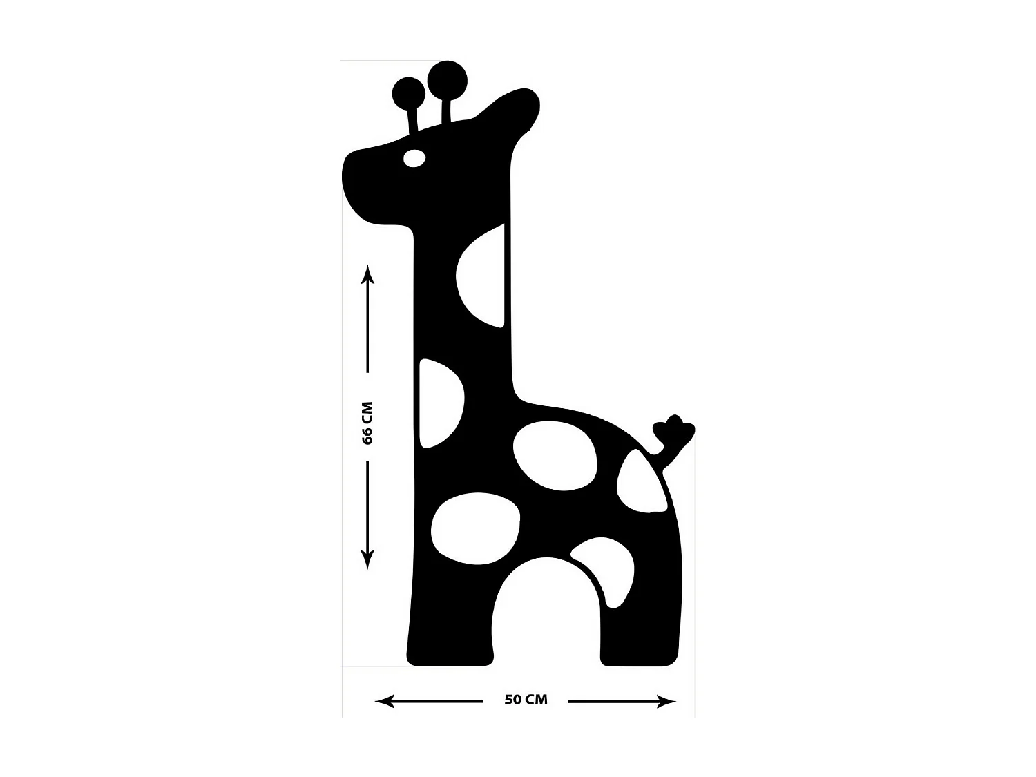 Decoração em Metal Girafa, Preto, 50x1,5x86 cm, EPIKASA