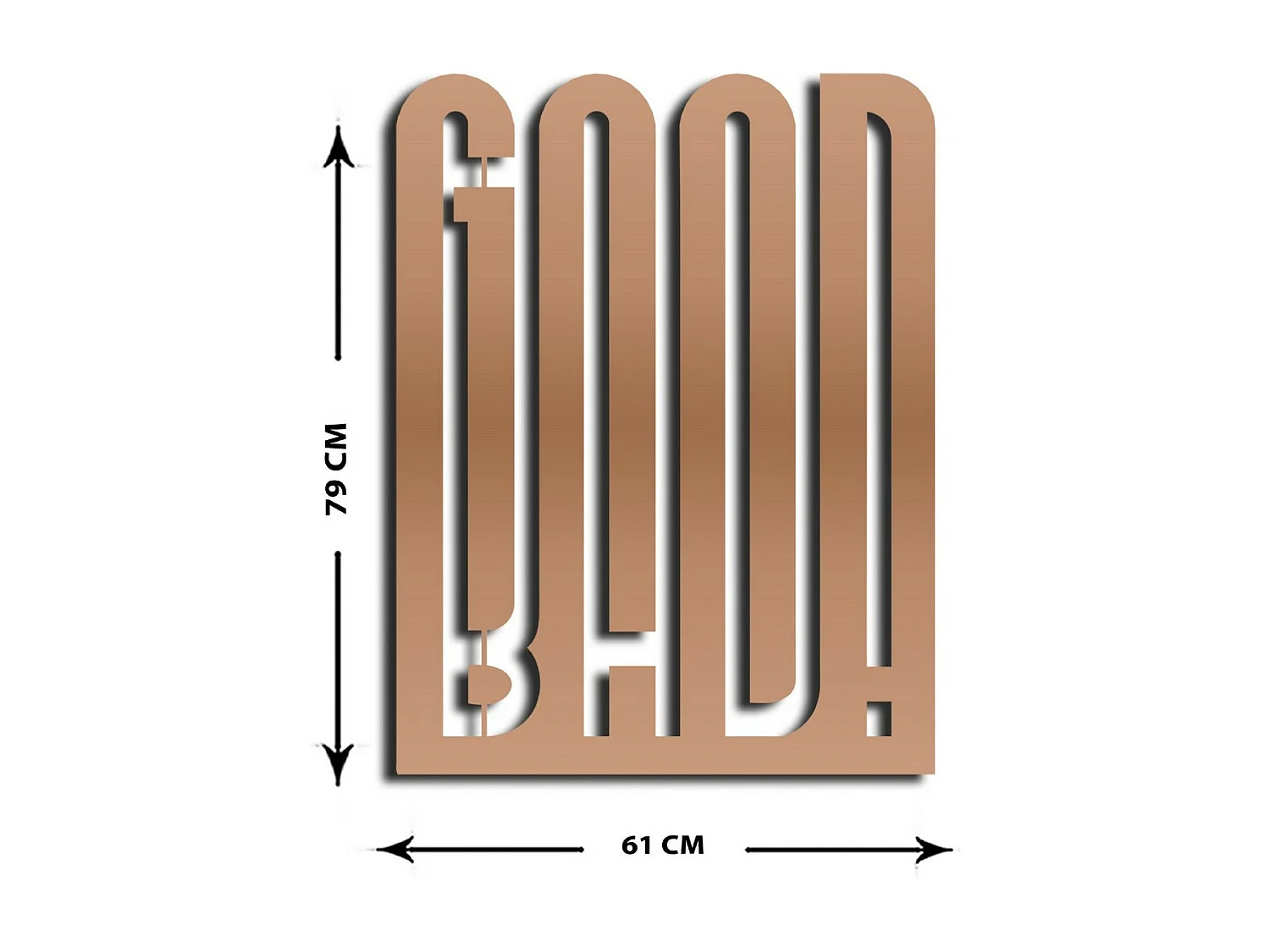 Dekoracja Metalowa Dobry Zły 1, Miedź, 61x1,5x79 cm, EPIKASA