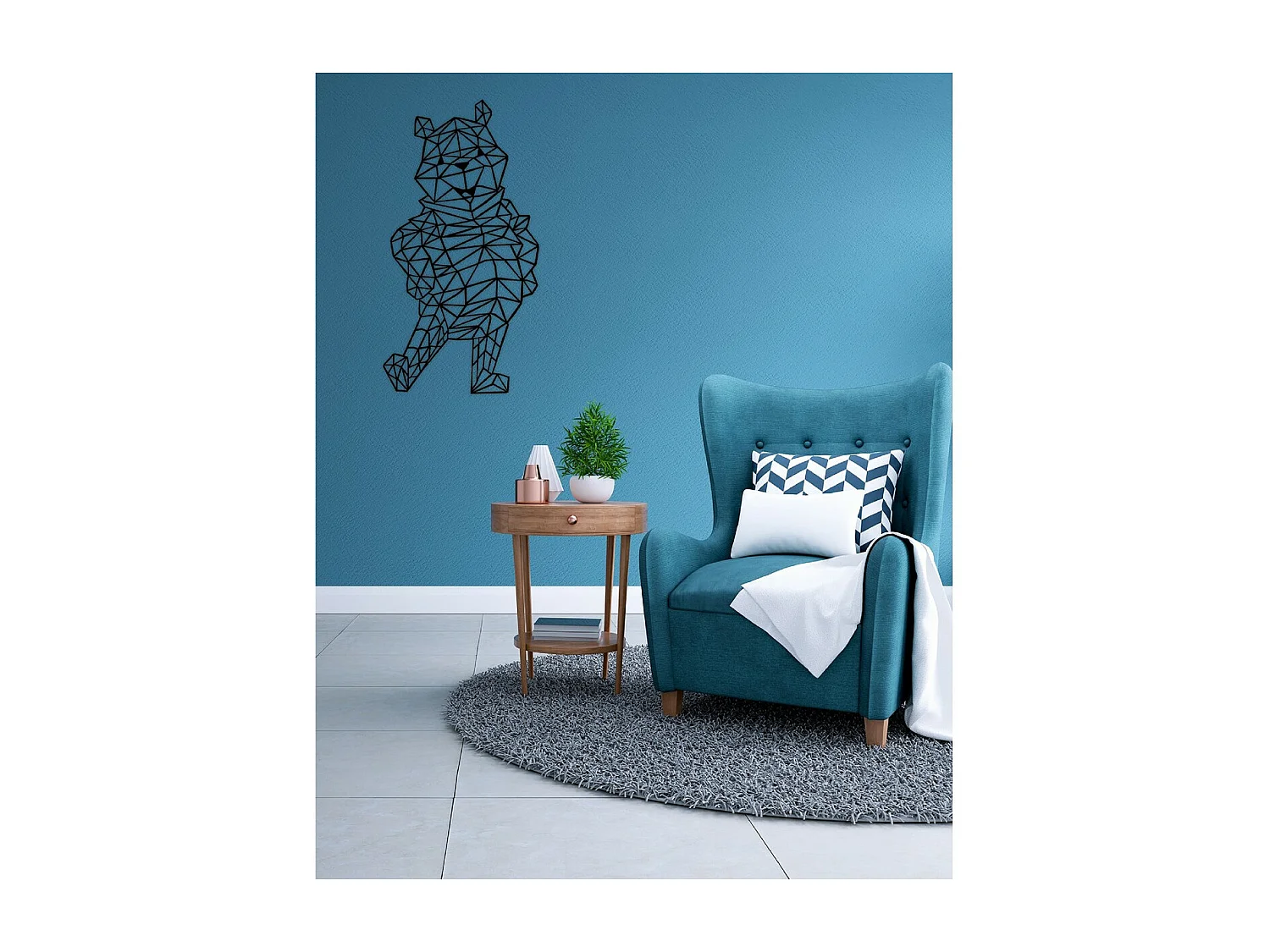 Decoração em Metal Pooh 1, Preto, 43x1,5x81 cm, EPIKASA