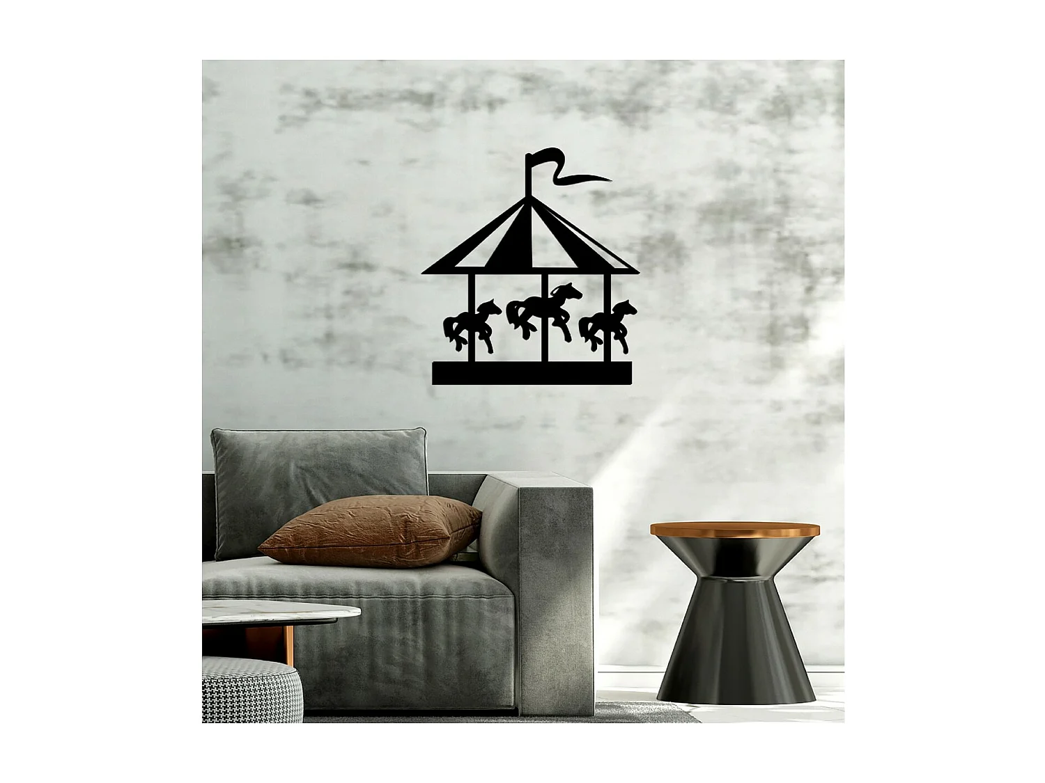 Metalen Decoratie Draaimolen - Zwart - 56x1,5x61 cm - EPIKASA