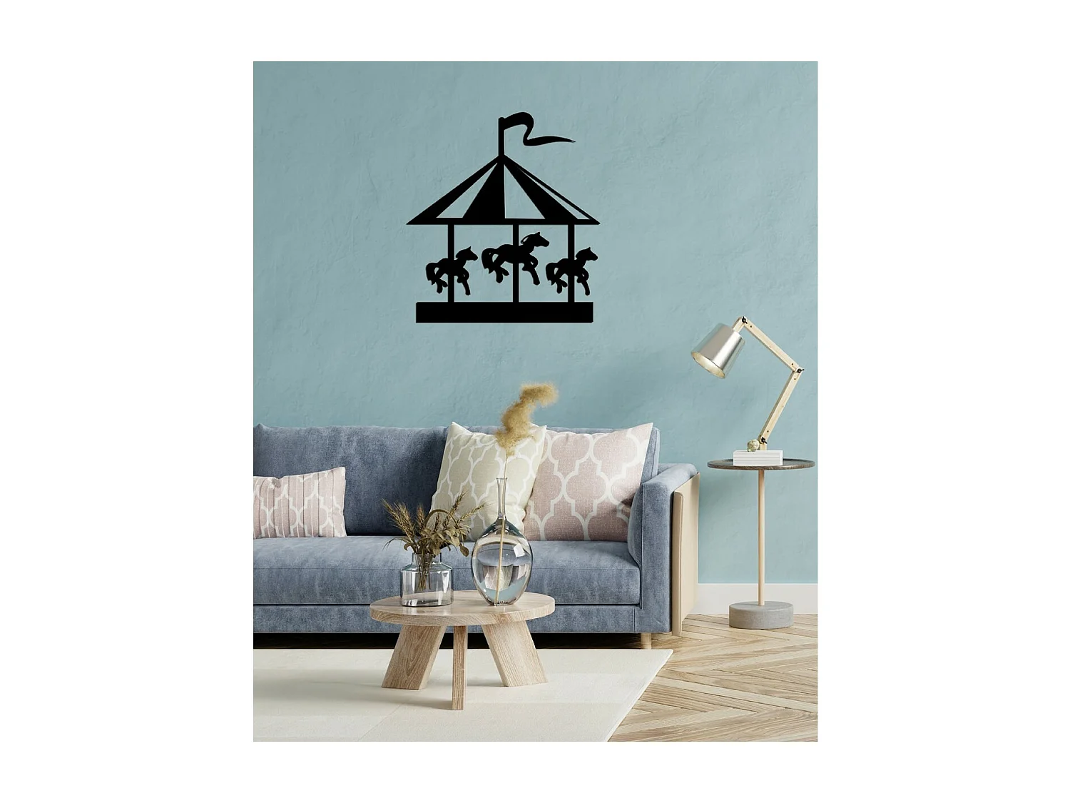 Metalen Decoratie Draaimolen - Zwart - 56x1,5x61 cm - EPIKASA