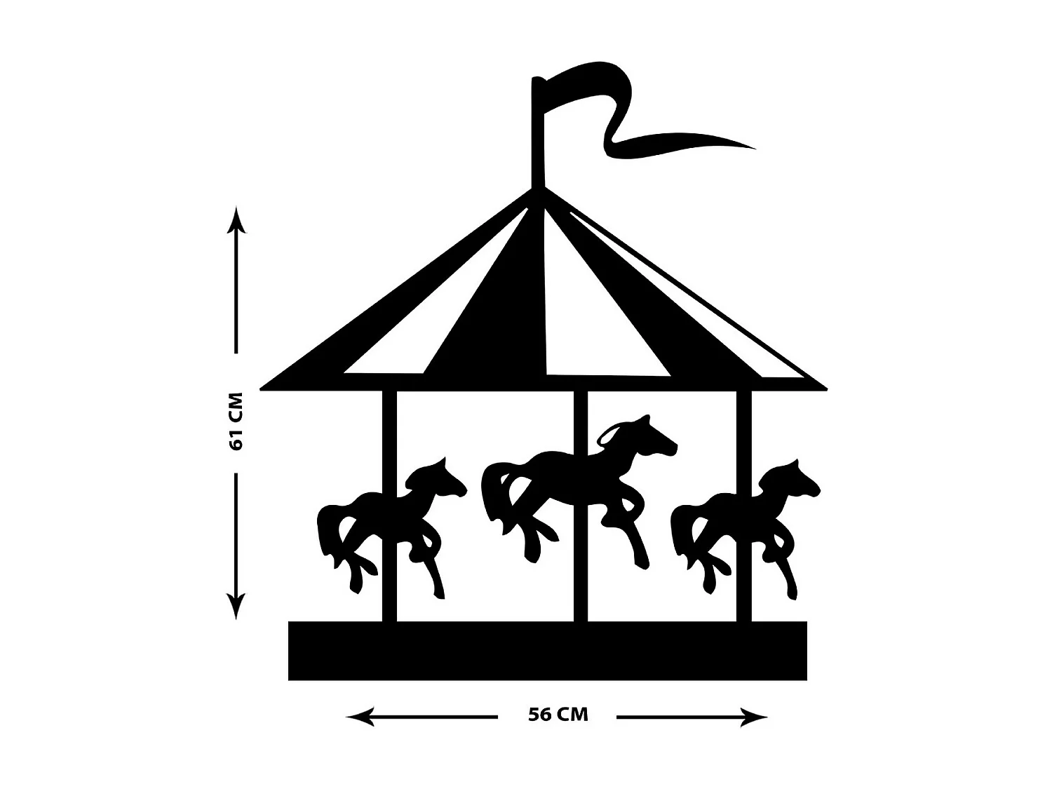 Metalen Decoratie Draaimolen - Zwart - 56x1,5x61 cm - EPIKASA
