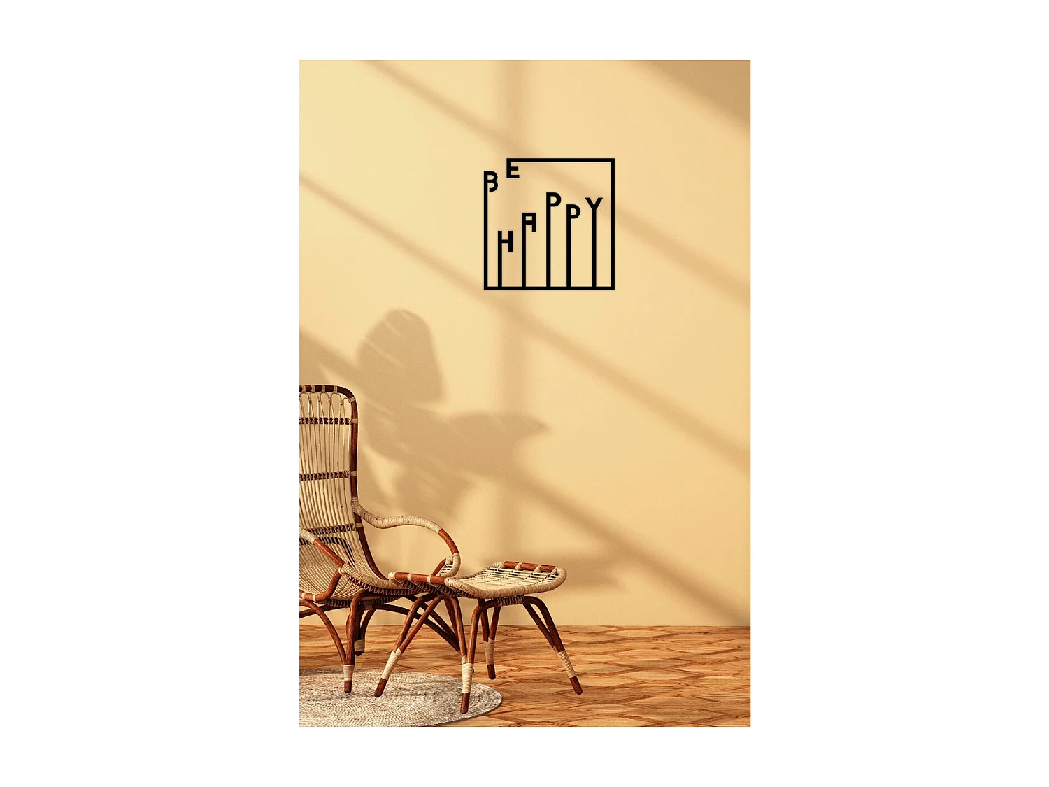 Decorazione in Metallo Be Happy, Nero, 51x1,5x51 cm, EPIKASA