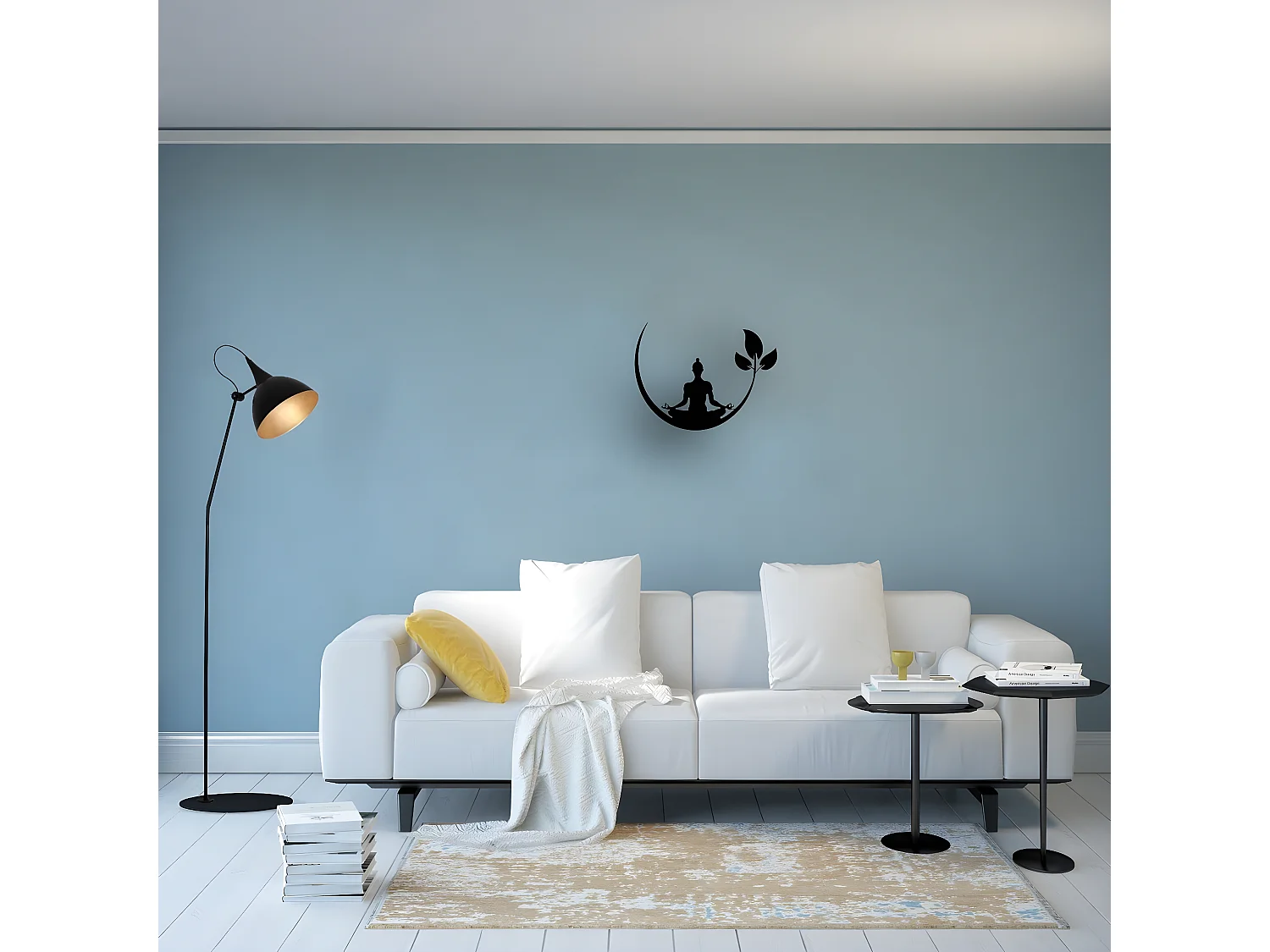 Décoration en Métal Yoga 1, Noir, 50x1,5x40 cm, EPIKASA