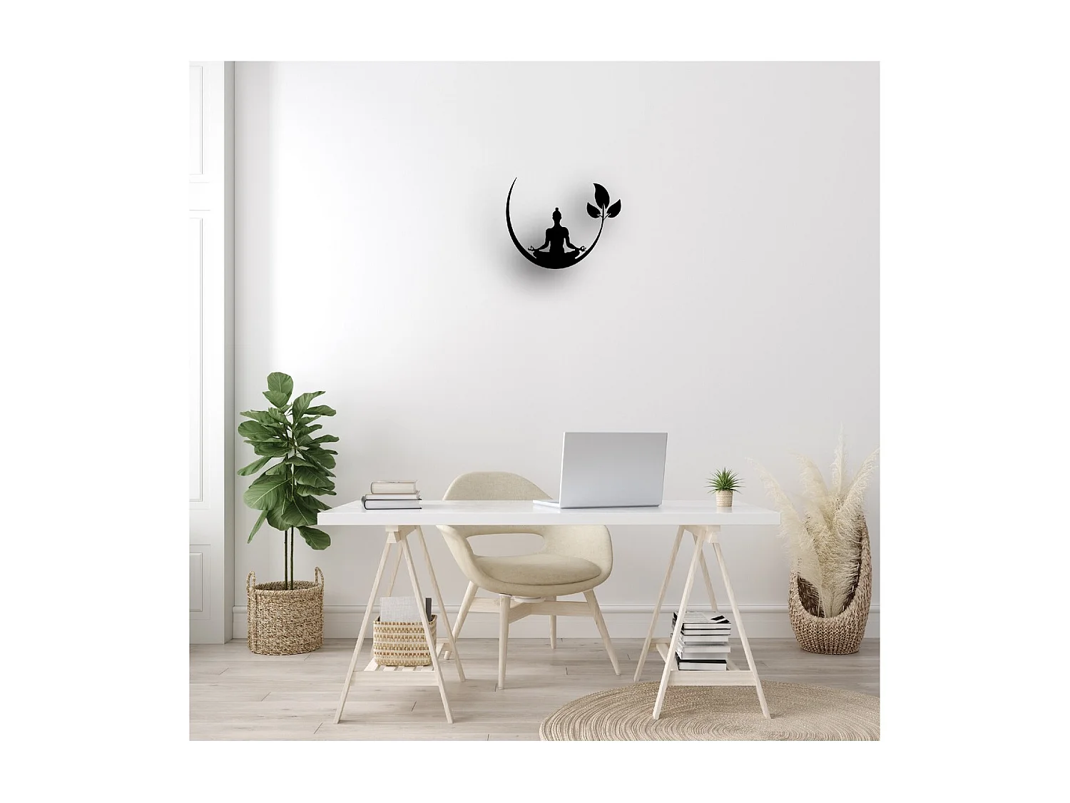 Décoration en Métal Yoga 1, Noir, 50x1,5x40 cm, EPIKASA