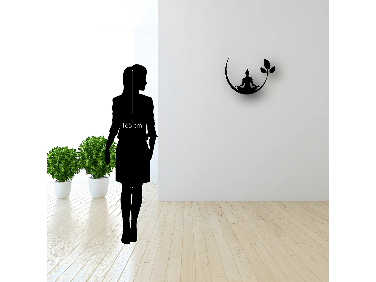 Décoration en Métal Yoga 1, Noir, 50x1,5x40 cm, EPIKASA