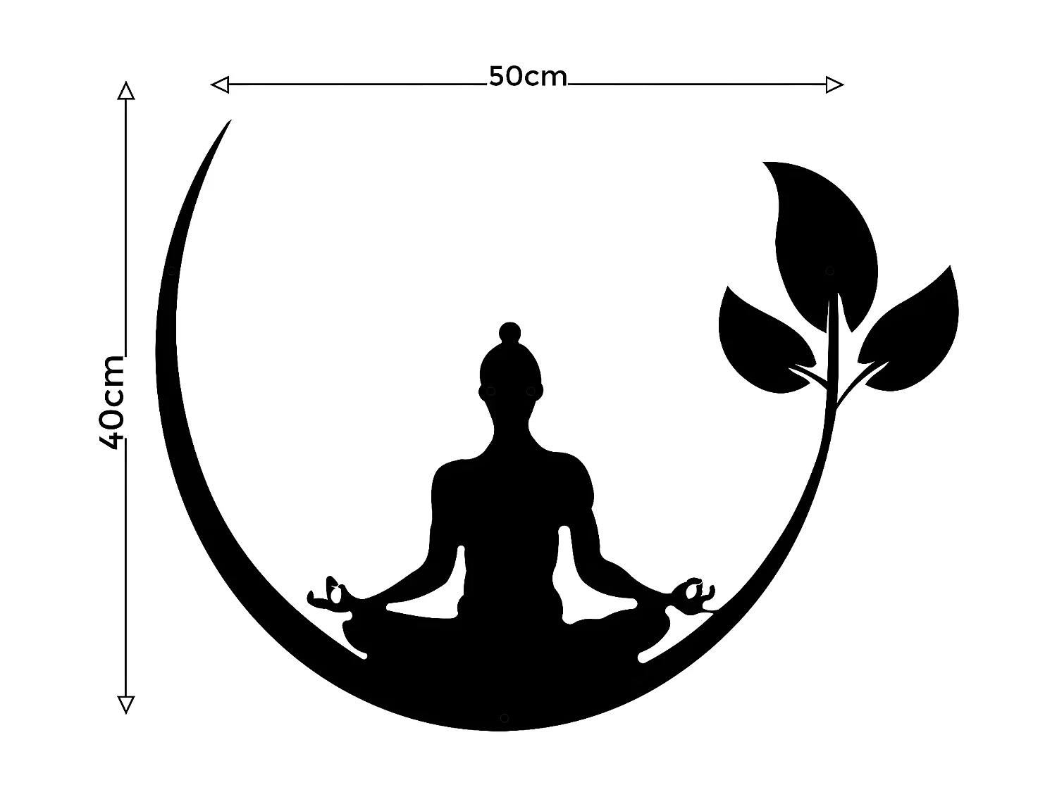 Décoration en Métal Yoga 1, Noir, 50x1,5x40 cm, EPIKASA