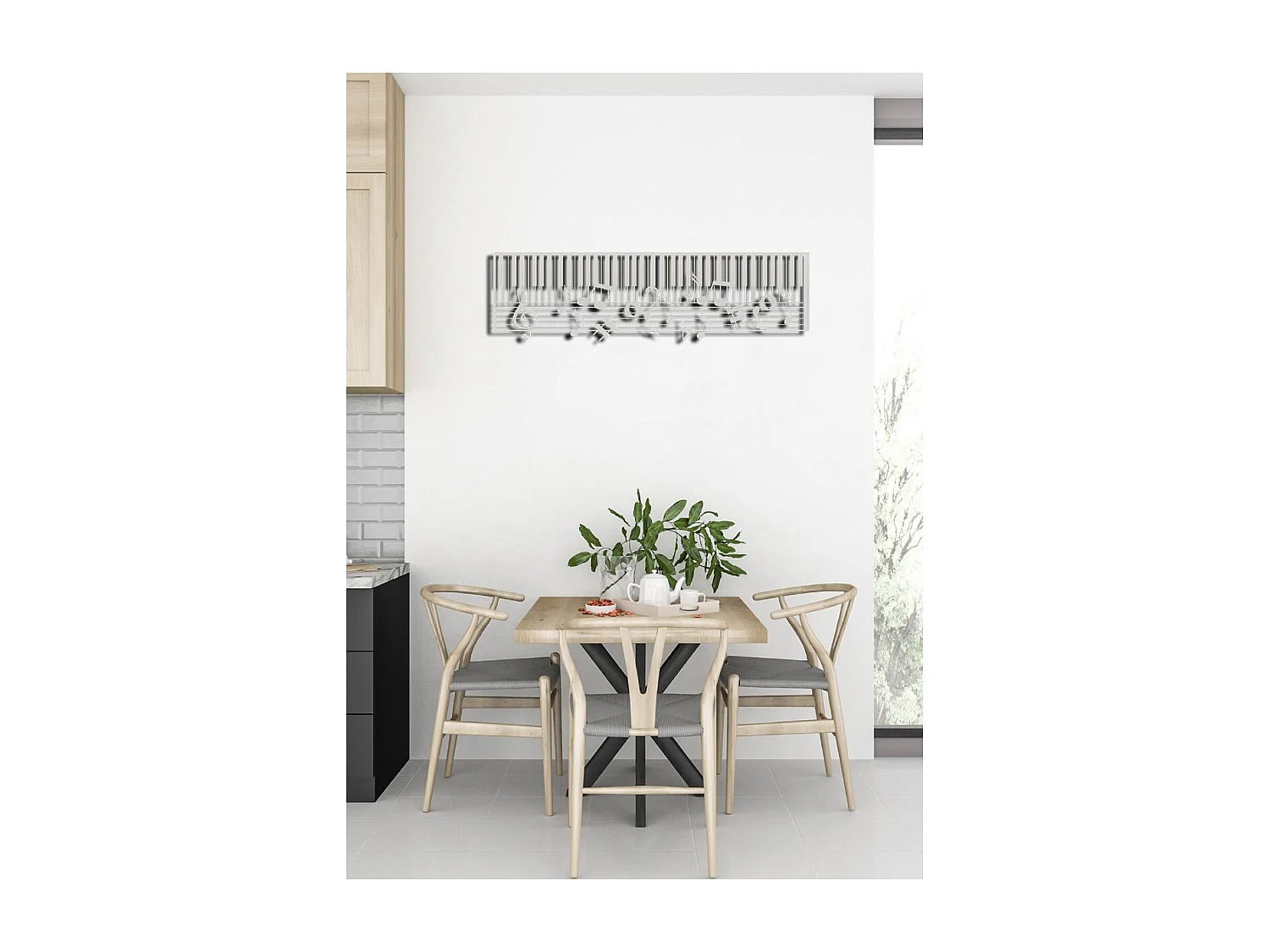 Décoration en Métal Pianoforte 15, Argent, 101x1,5x29 cm, EPIKASA