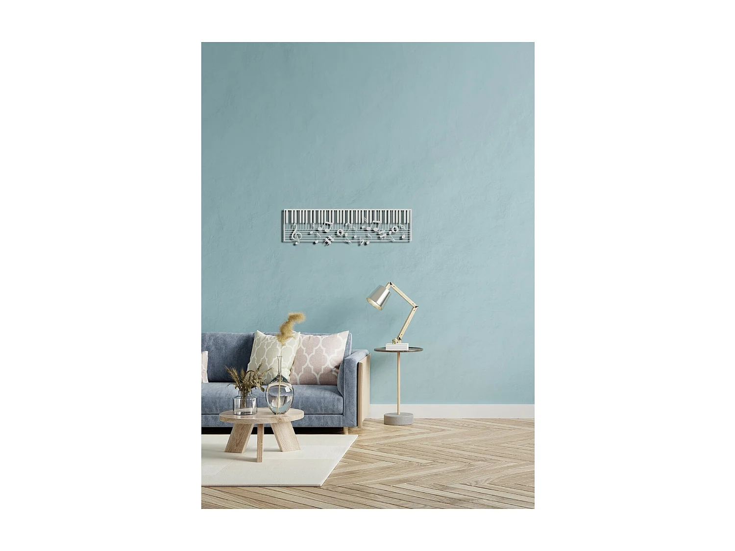 Décoration en Métal Pianoforte 15, Argent, 101x1,5x29 cm, EPIKASA