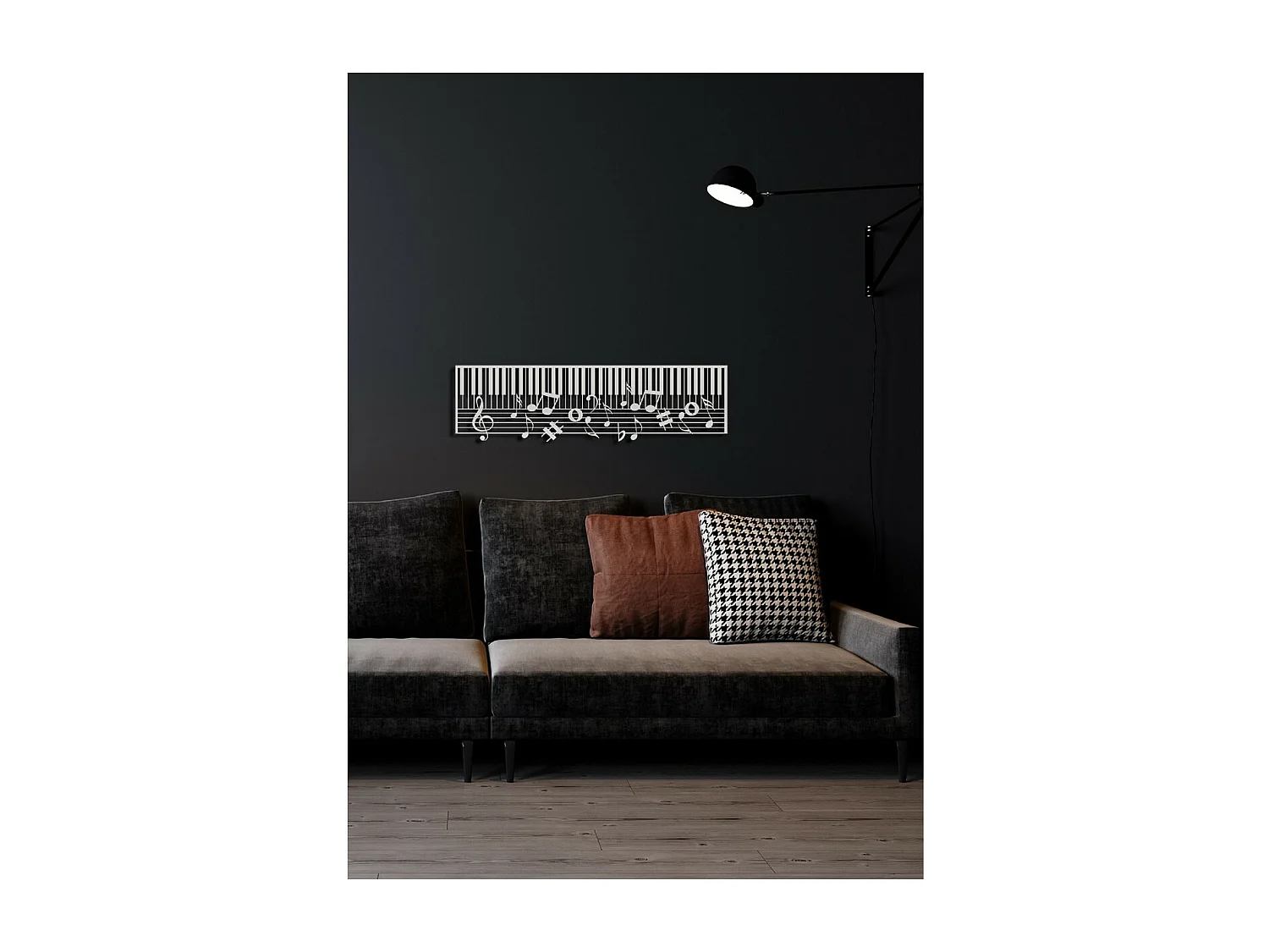 Décoration en Métal Pianoforte 15, Argent, 101x1,5x29 cm, EPIKASA