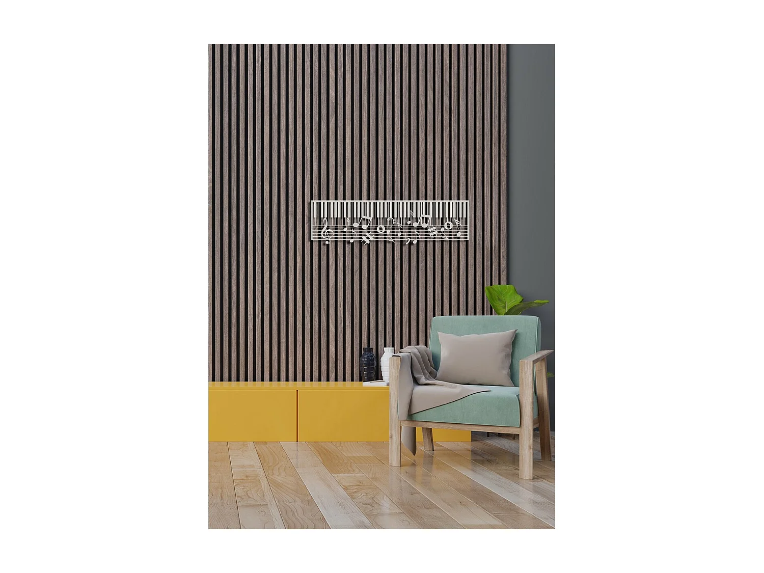 Décoration en Métal Pianoforte 15, Argent, 101x1,5x29 cm, EPIKASA