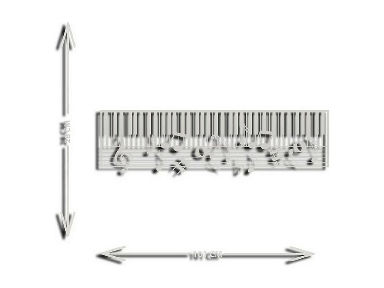 Décoration en Métal Pianoforte 15, Argent, 101x1,5x29 cm, EPIKASA