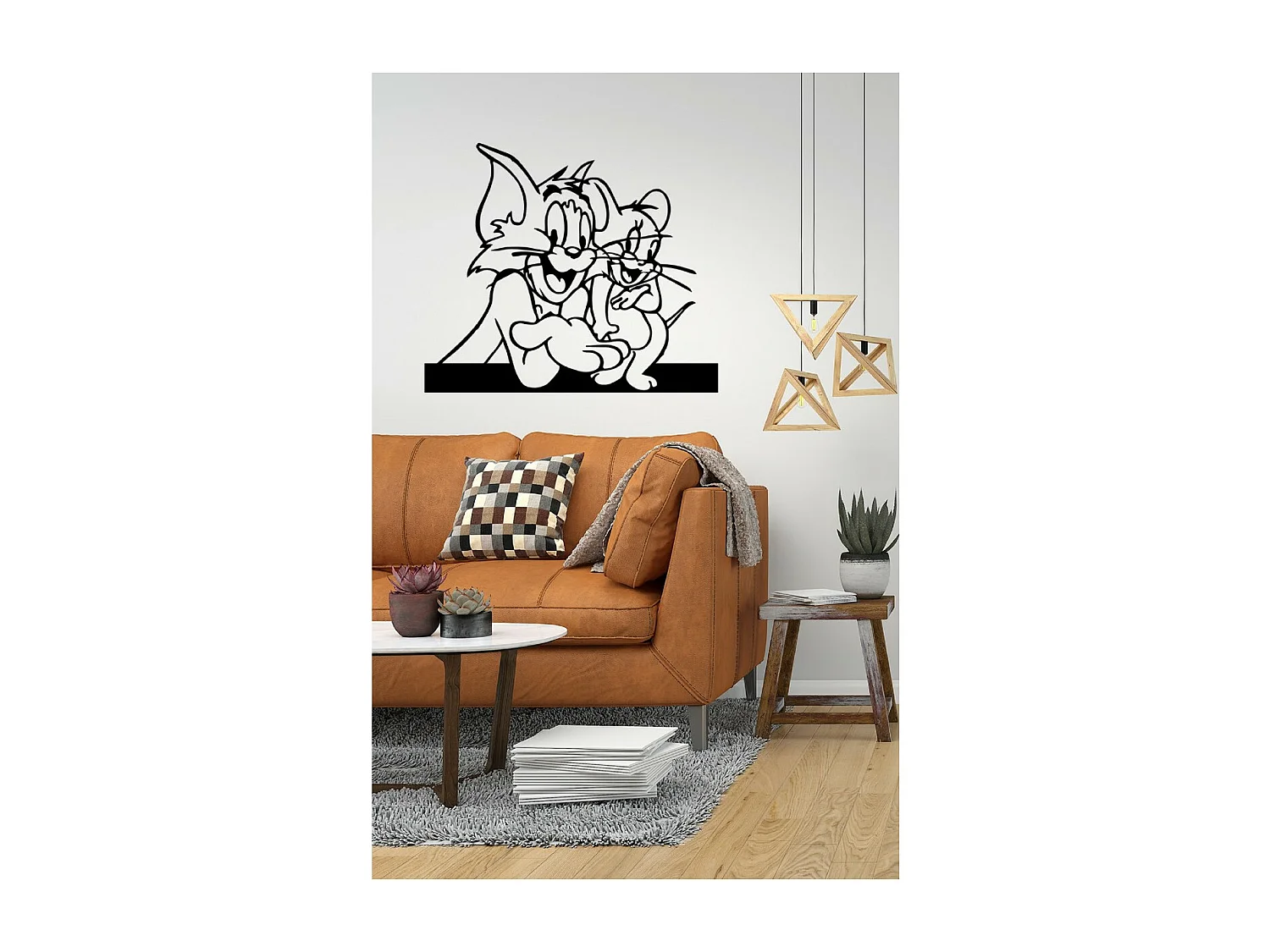 Decorazione in Metallo Tom e Jerry, Nero, 80x1,5x68 cm, EPIKASA