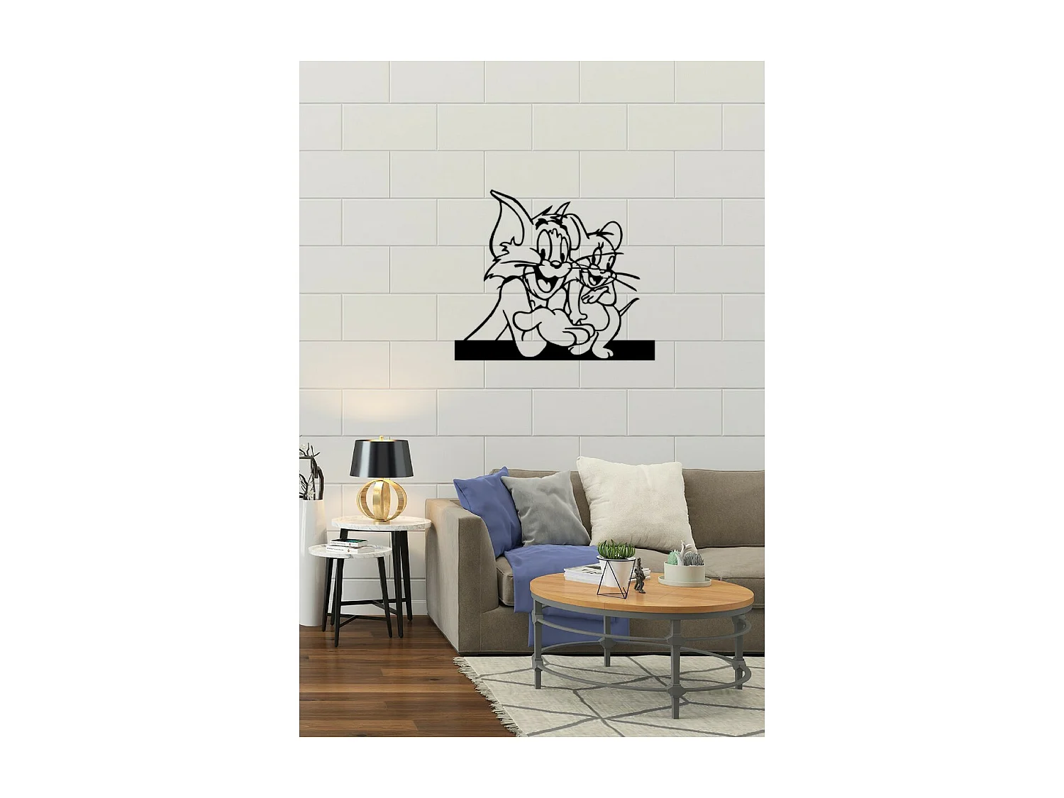 Decorazione in Metallo Tom e Jerry, Nero, 80x1,5x68 cm, EPIKASA