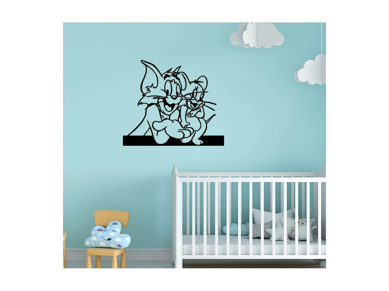 Decorazione in Metallo Tom e Jerry, Nero, 80x1,5x68 cm, EPIKASA