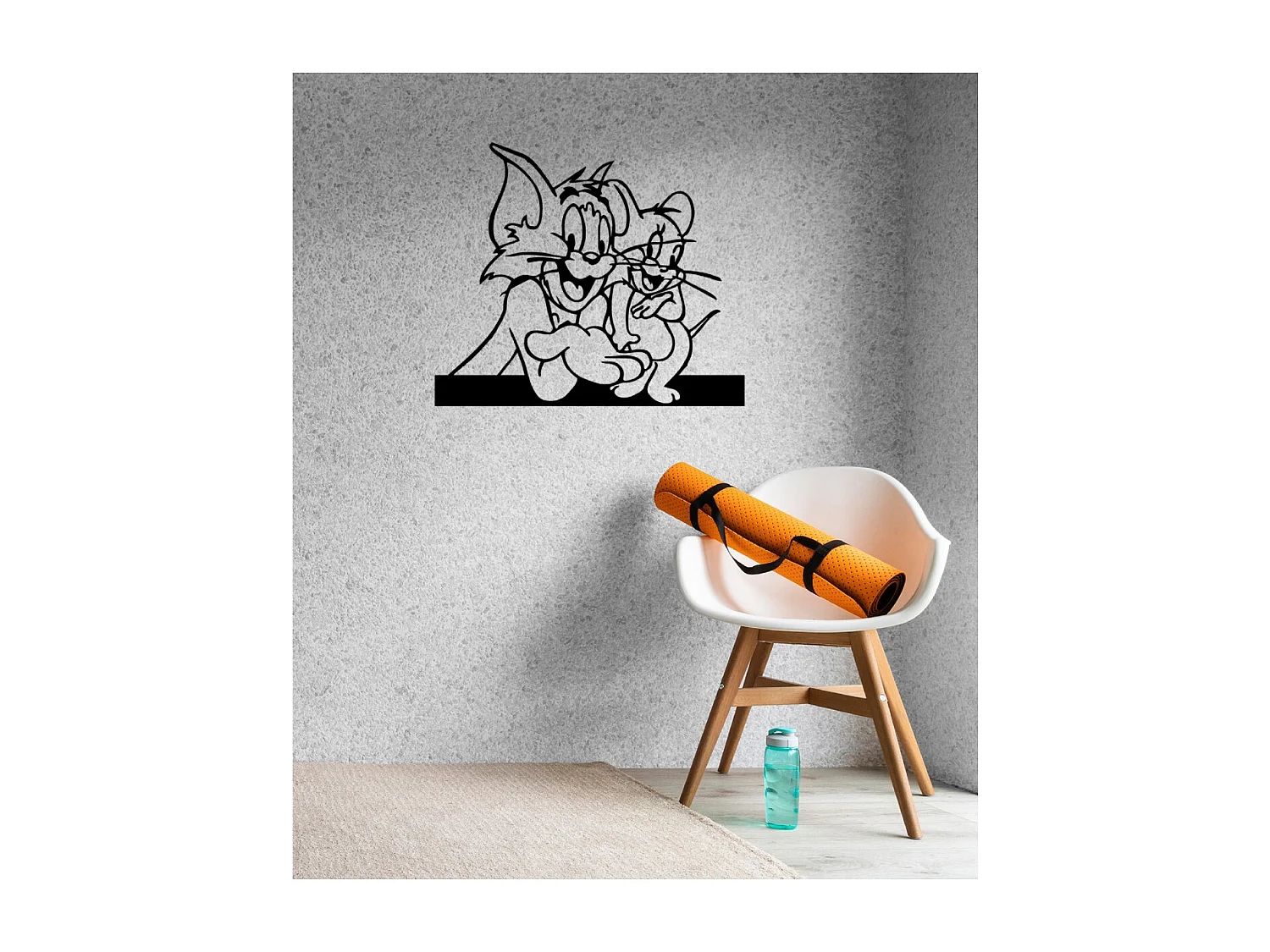 Decorazione in Metallo Tom e Jerry, Nero, 80x1,5x68 cm, EPIKASA