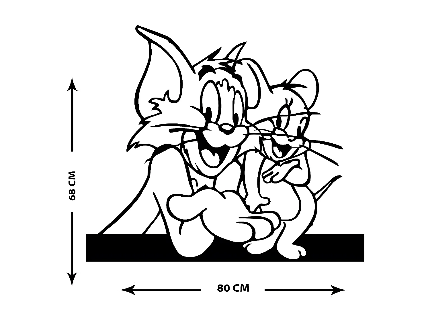 Decorazione in Metallo Tom e Jerry, Nero, 80x1,5x68 cm, EPIKASA