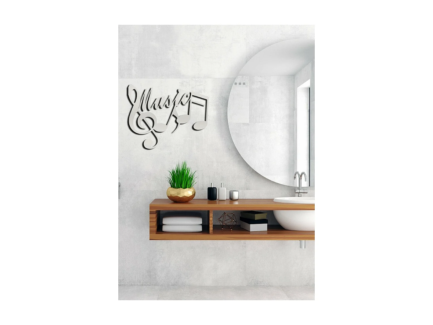 Decorazione in Metallo Music 3, Argento, 71x1,5x56 cm, EPIKASA