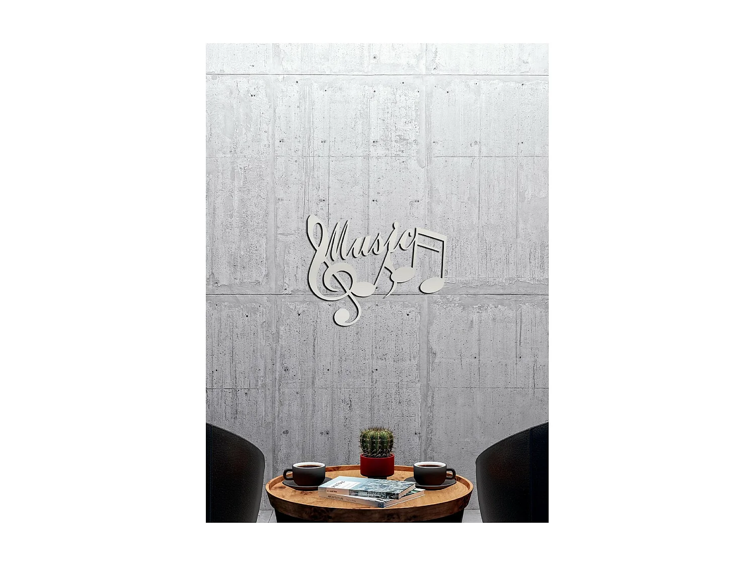 Decorazione in Metallo Music 3, Argento, 71x1,5x56 cm, EPIKASA