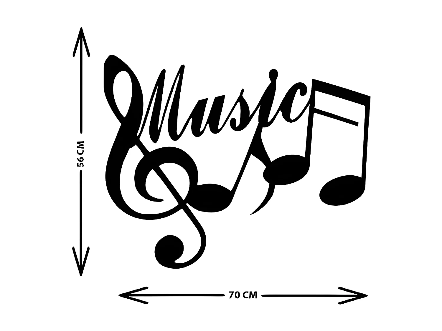 Decorazione in Metallo Music 3, Argento, 71x1,5x56 cm, EPIKASA