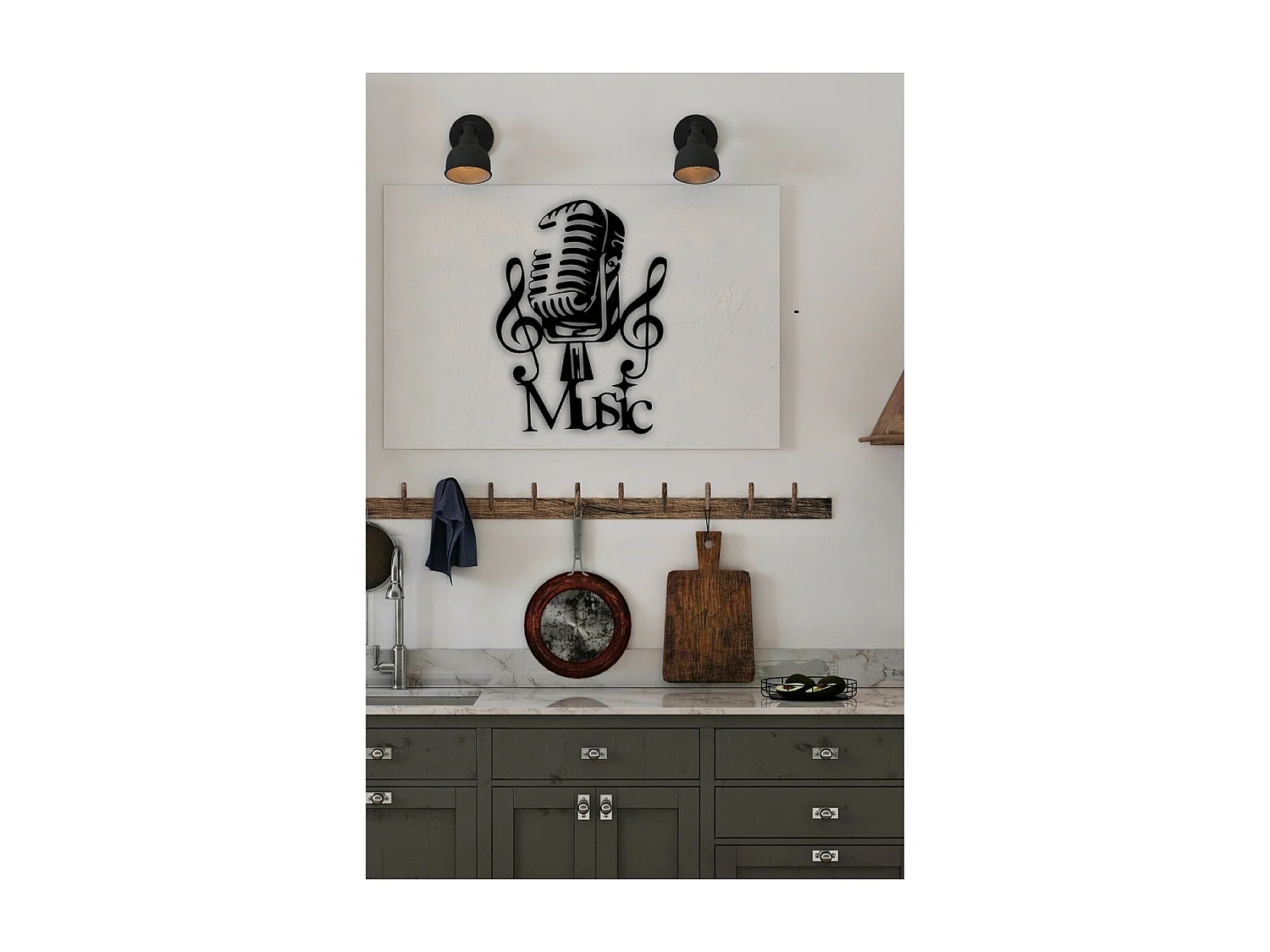 Dekoracja Metalowa Mickey, Czarny, 51x1,5x70 cm, EPIKASA