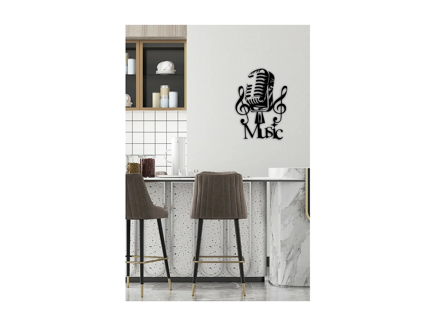 Dekoracja Metalowa Mickey, Czarny, 51x1,5x70 cm, EPIKASA