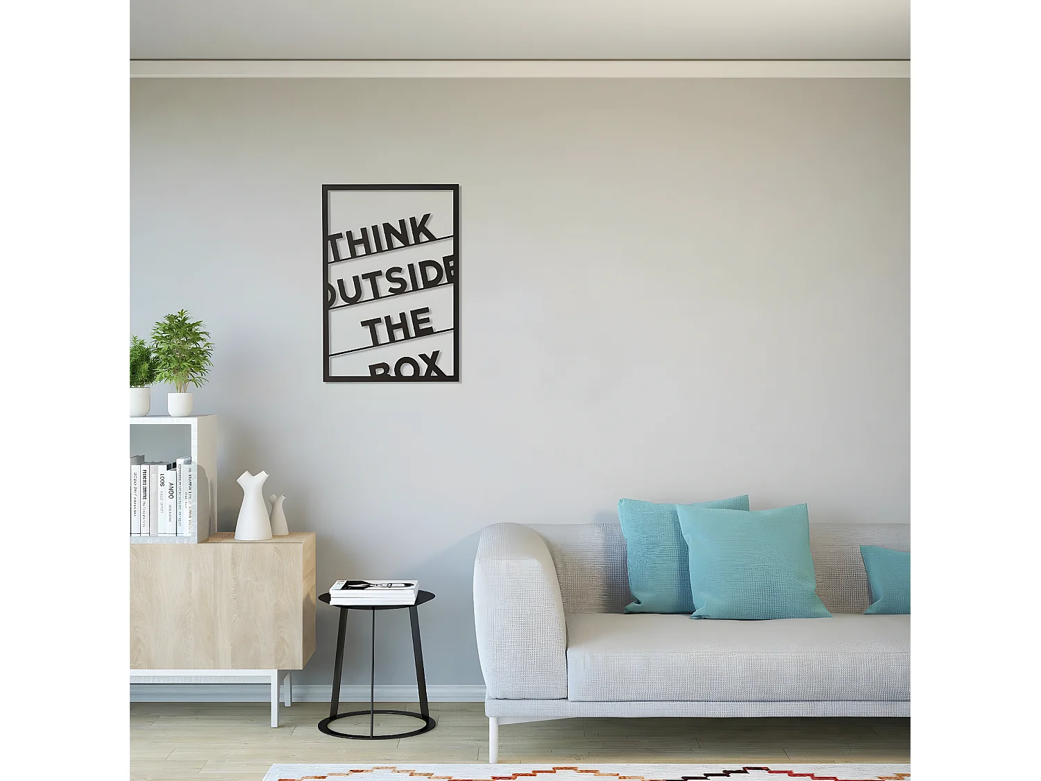 Metalen Decoratie Think Outside the Box 2 - Zwart - 50x1,5x70 cm - EPIKASA