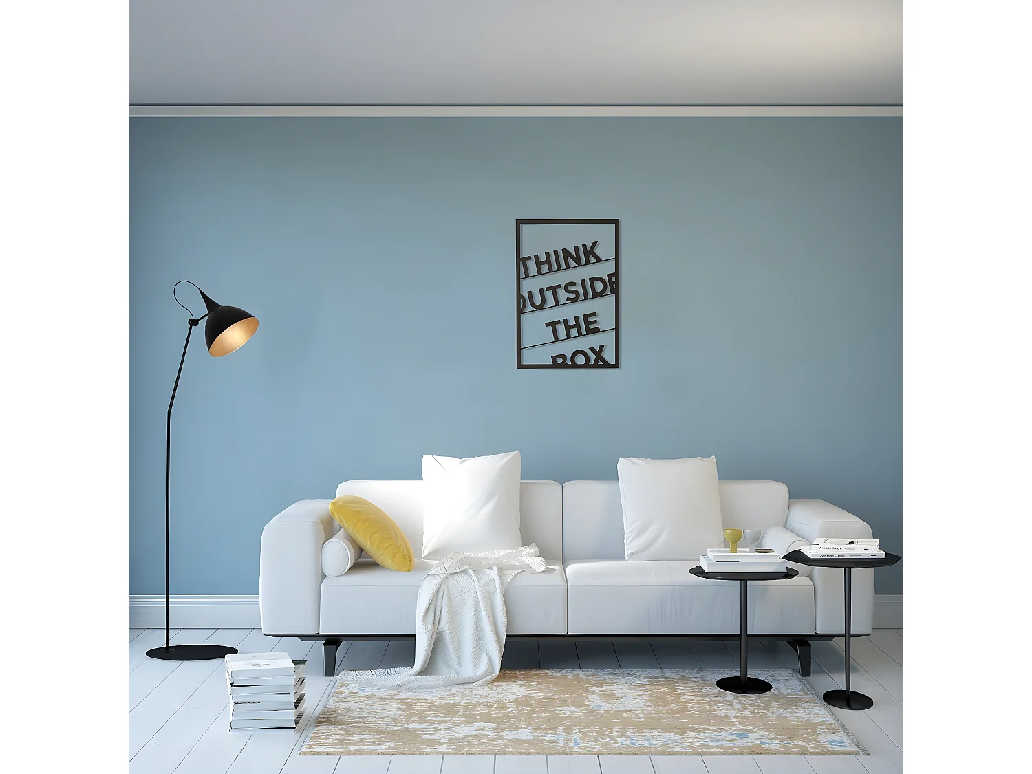 Metalen Decoratie Think Outside the Box 2 - Zwart - 50x1,5x70 cm - EPIKASA