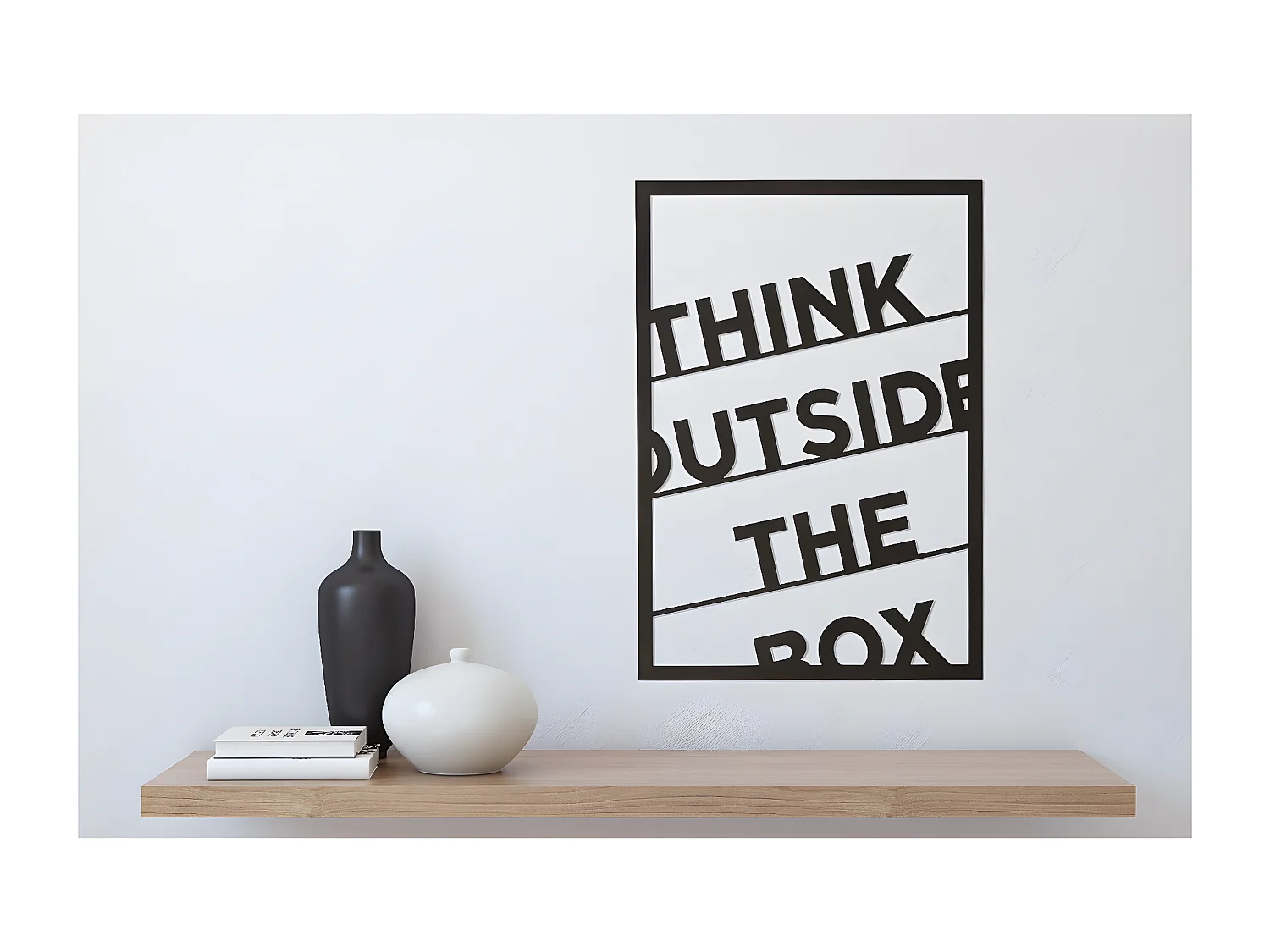 Metalen Decoratie Think Outside the Box 2 - Zwart - 50x1,5x70 cm - EPIKASA