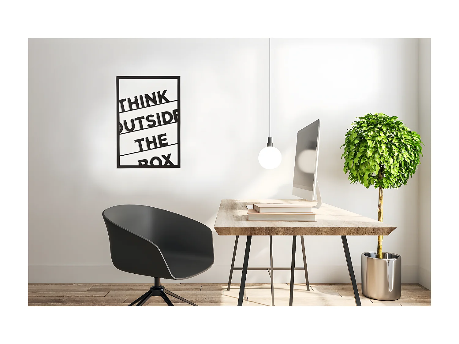 Metalen Decoratie Think Outside the Box 2 - Zwart - 50x1,5x70 cm - EPIKASA
