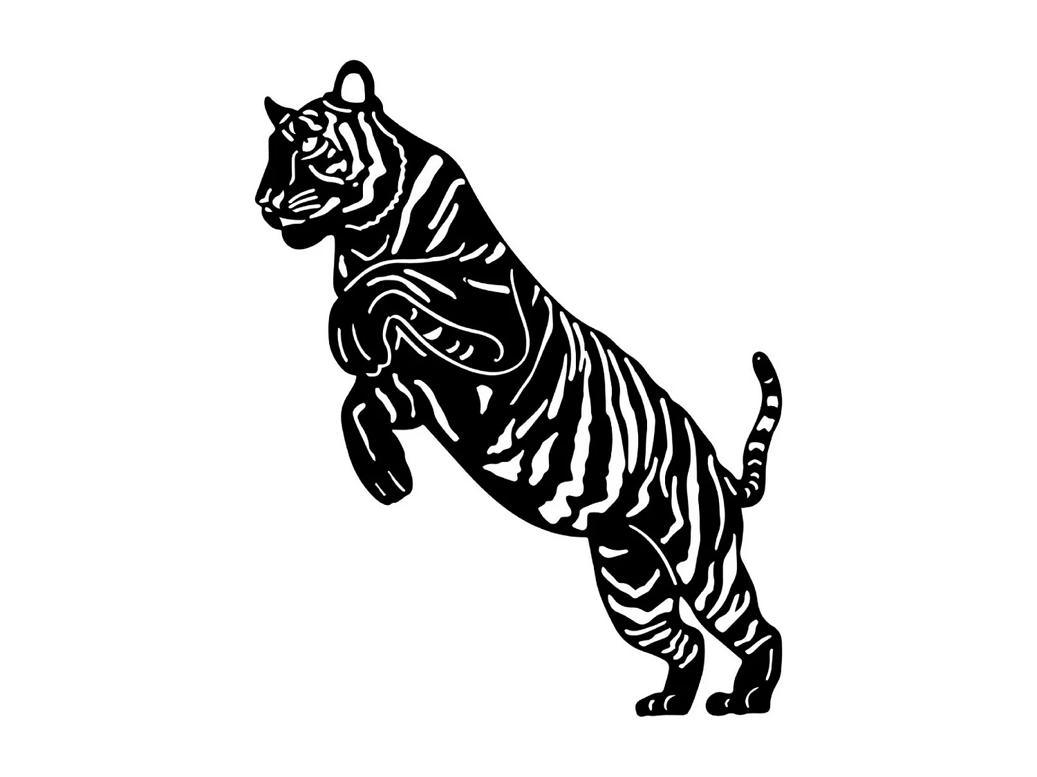 Dekoracja Metalowa Tygrys 1, Czarny, 60x1,5x75 cm, EPIKASA