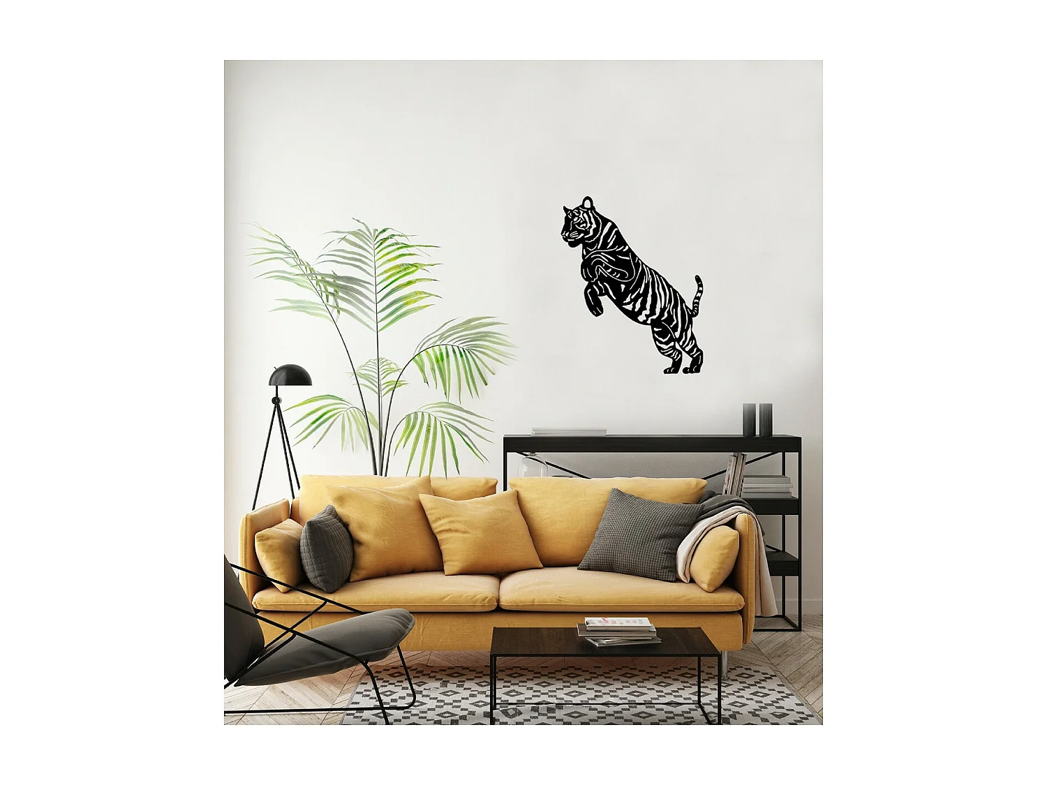 Dekoracja Metalowa Tygrys 1, Czarny, 60x1,5x75 cm, EPIKASA