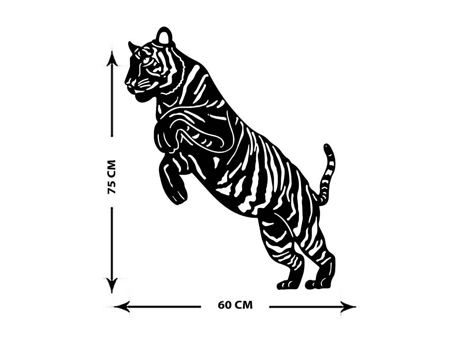 Dekoracja Metalowa Tygrys 1, Czarny, 60x1,5x75 cm, EPIKASA