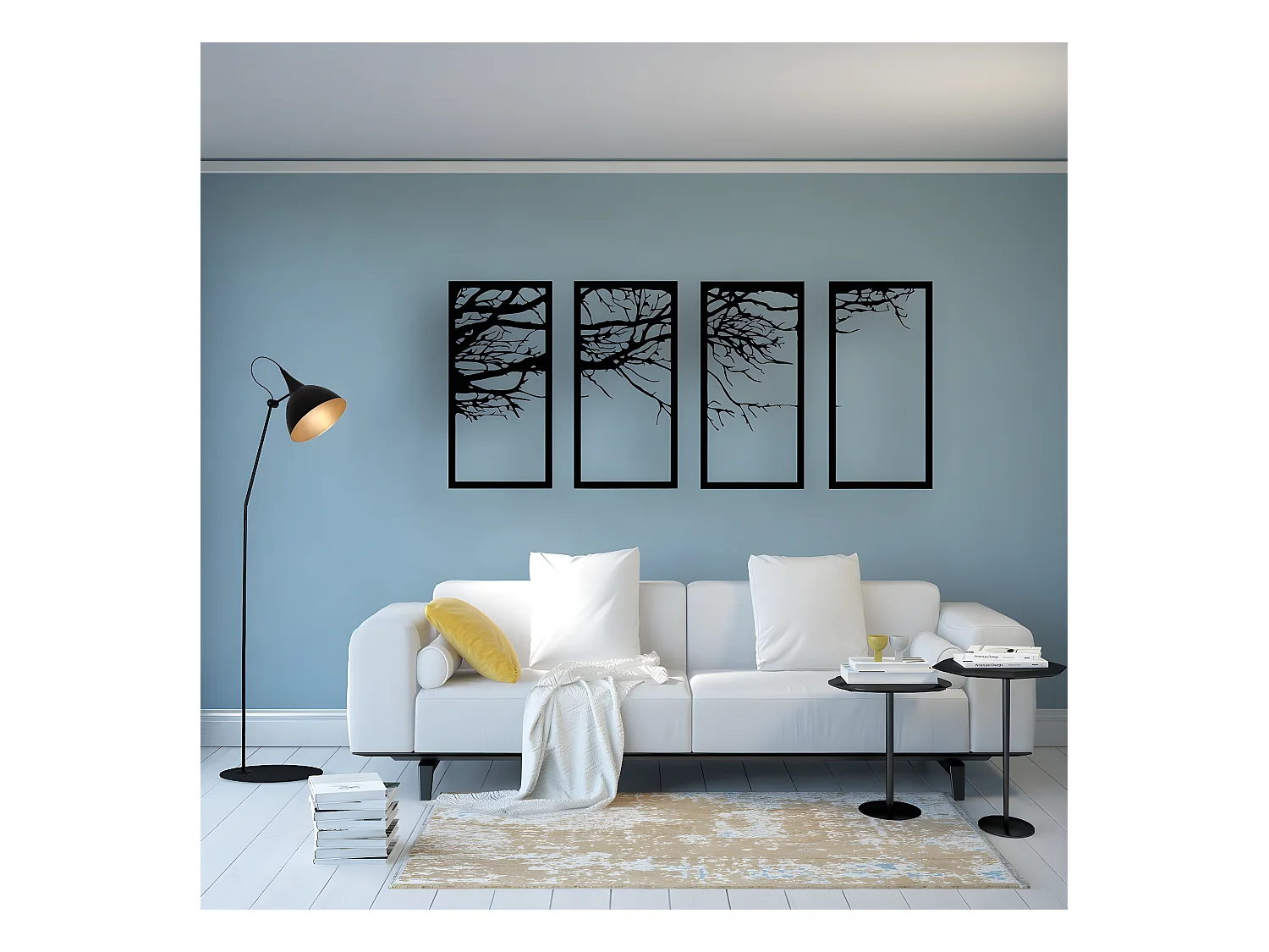 Décoration en Métal Arbre 24, Noir, 175x1,5x80 cm, EPIKASA
