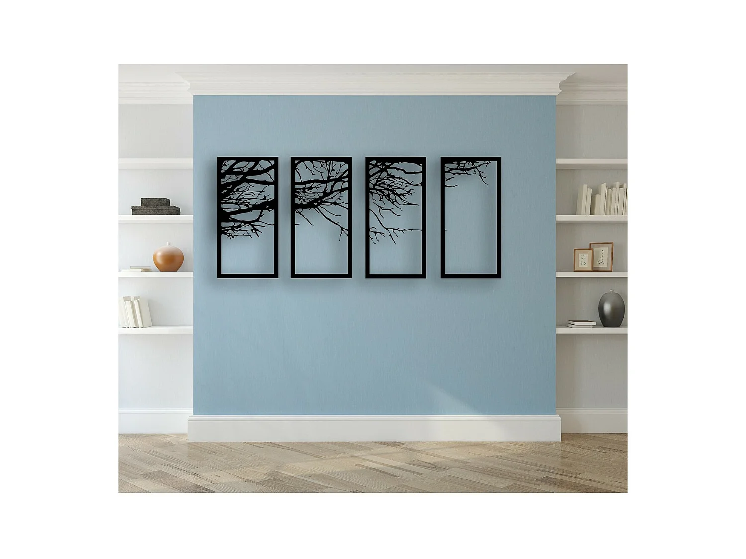 Décoration en Métal Arbre 24, Noir, 175x1,5x80 cm, EPIKASA