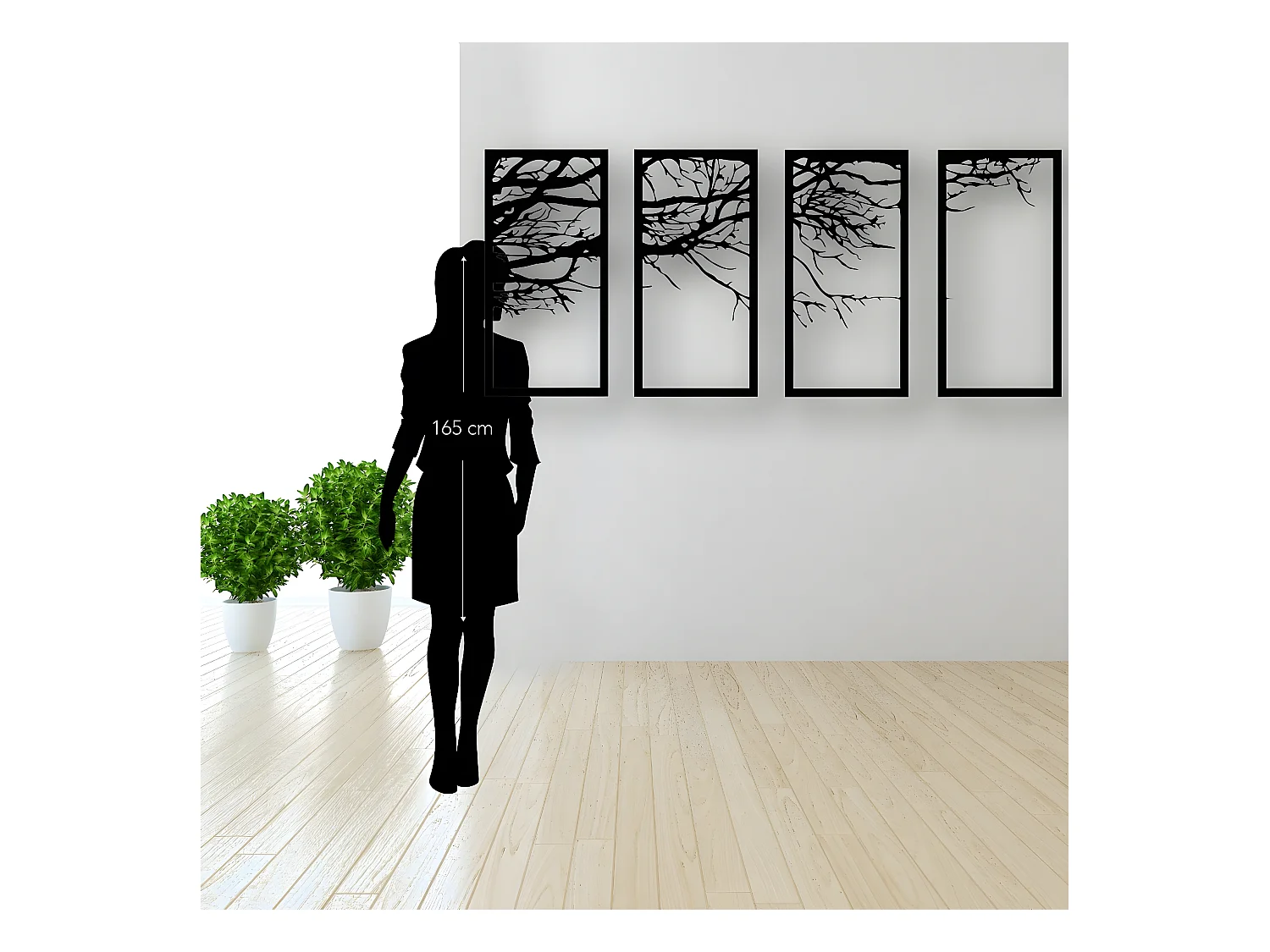 Décoration en Métal Arbre 24, Noir, 175x1,5x80 cm, EPIKASA
