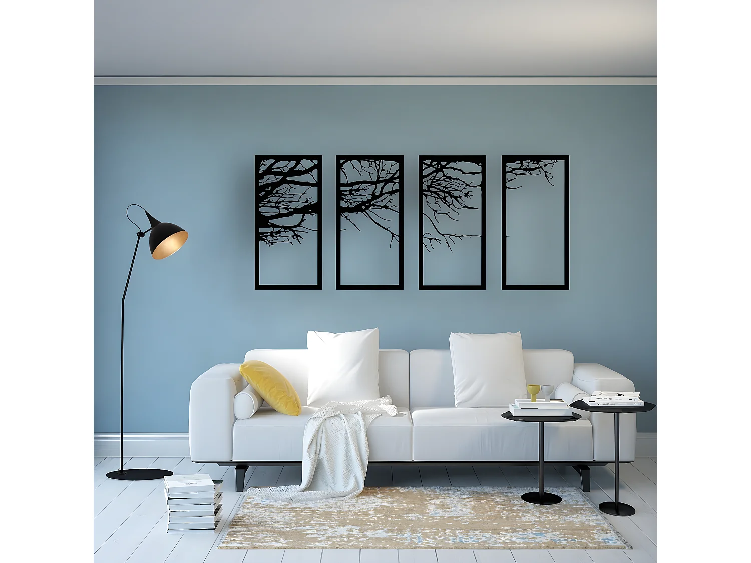 Metalen Decoratie Boom 24 - Zwart - 175x1,5x80 cm - EPIKASA