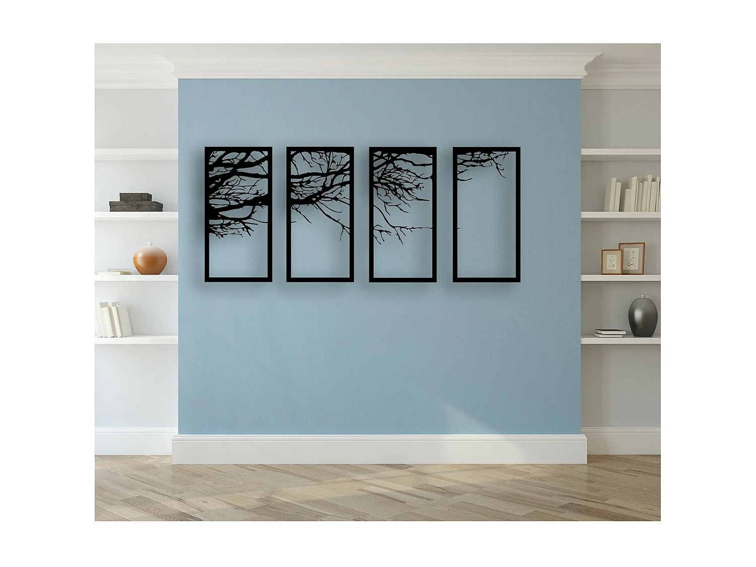 Metalen Decoratie Boom 24 - Zwart - 175x1,5x80 cm - EPIKASA