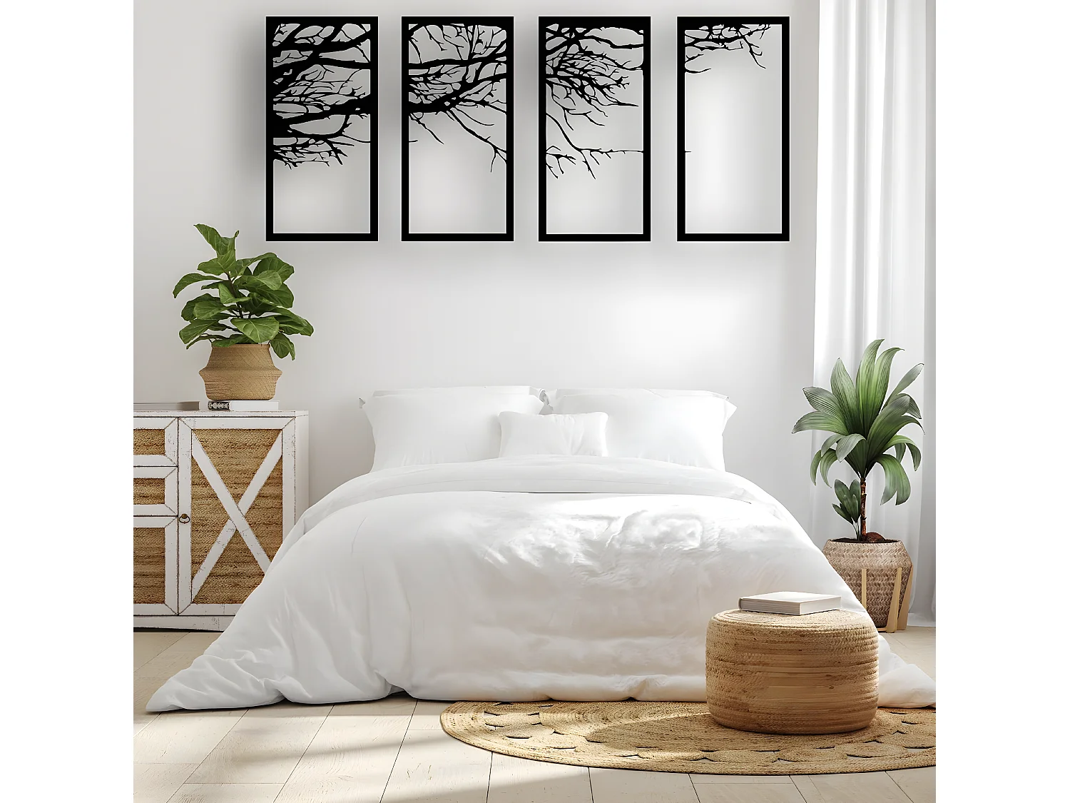 Metalen Decoratie Boom 24 - Zwart - 175x1,5x80 cm - EPIKASA