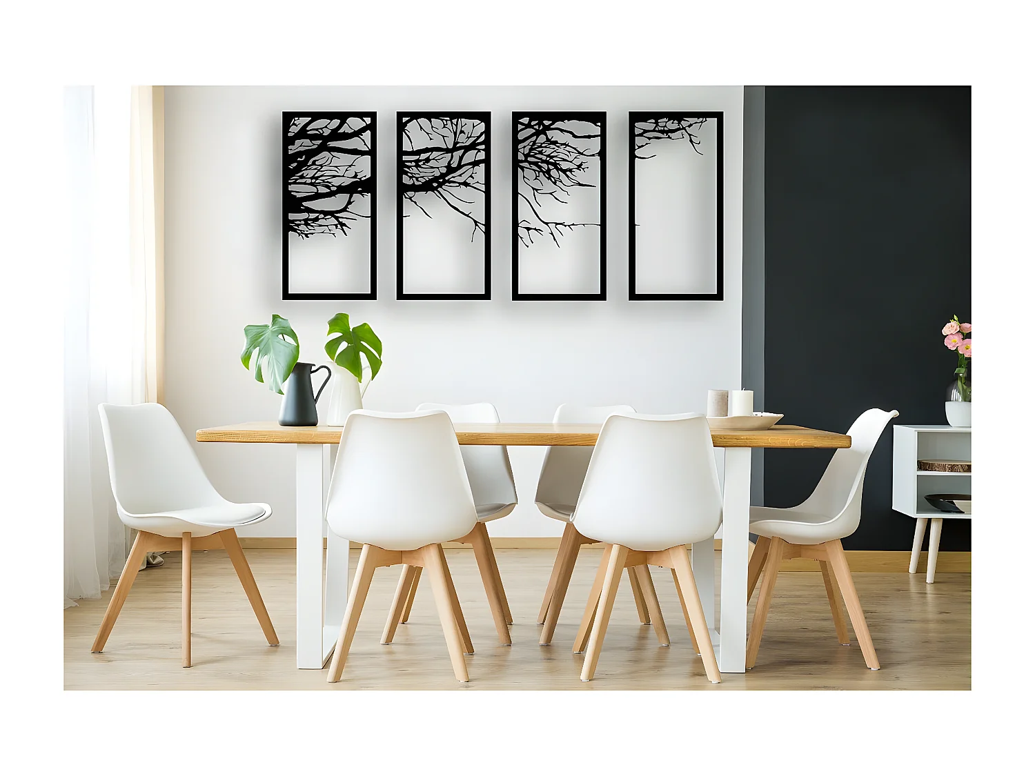 Metalen Decoratie Boom 24 - Zwart - 175x1,5x80 cm - EPIKASA