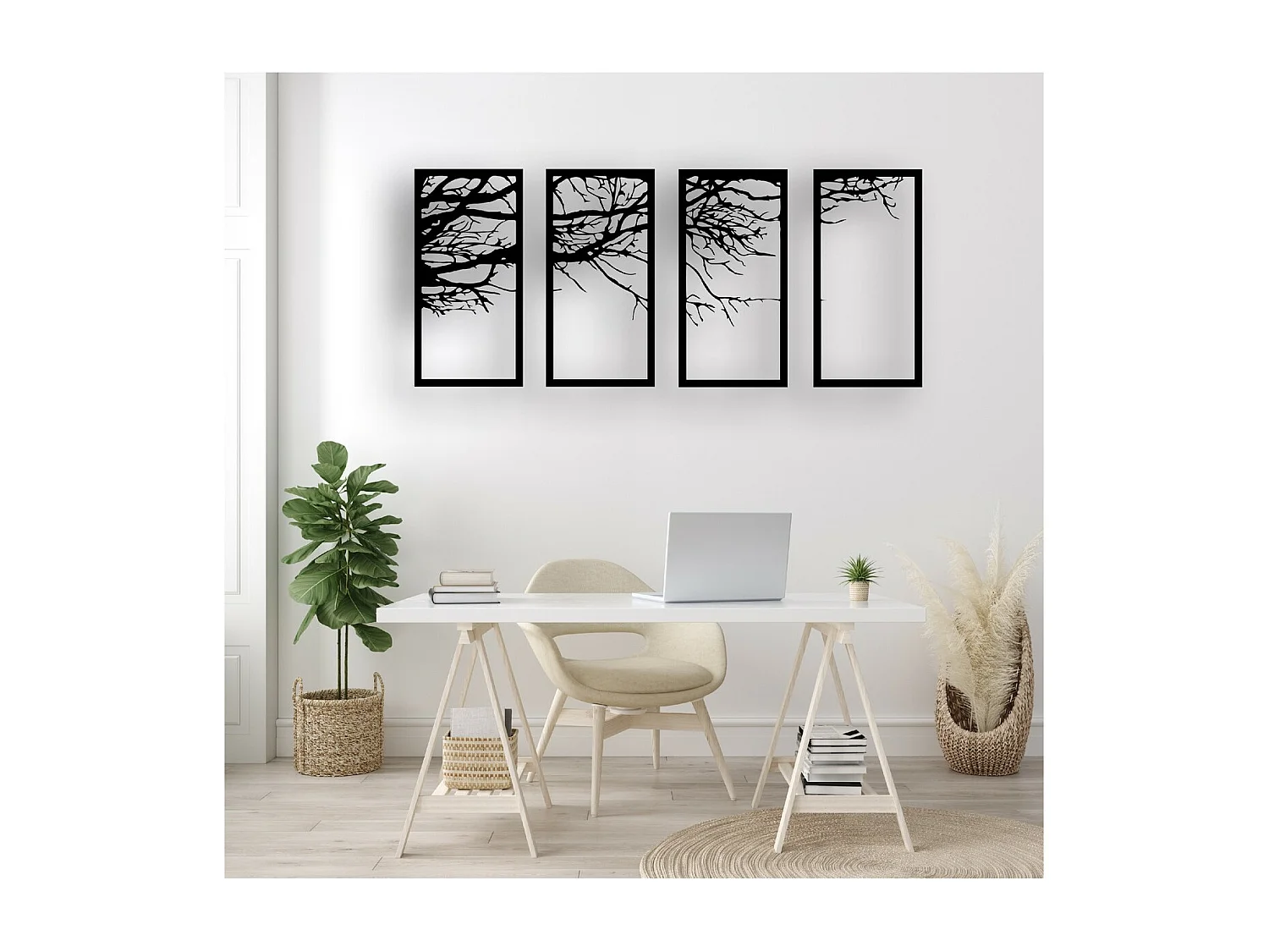 Metalen Decoratie Boom 24 - Zwart - 175x1,5x80 cm - EPIKASA