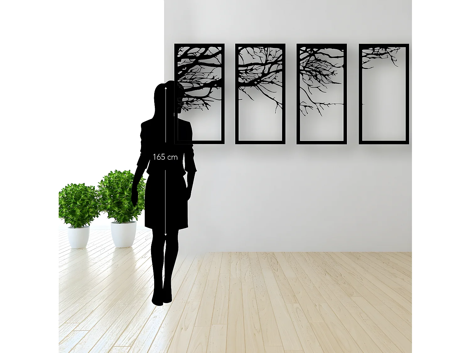 Metalen Decoratie Boom 24 - Zwart - 175x1,5x80 cm - EPIKASA