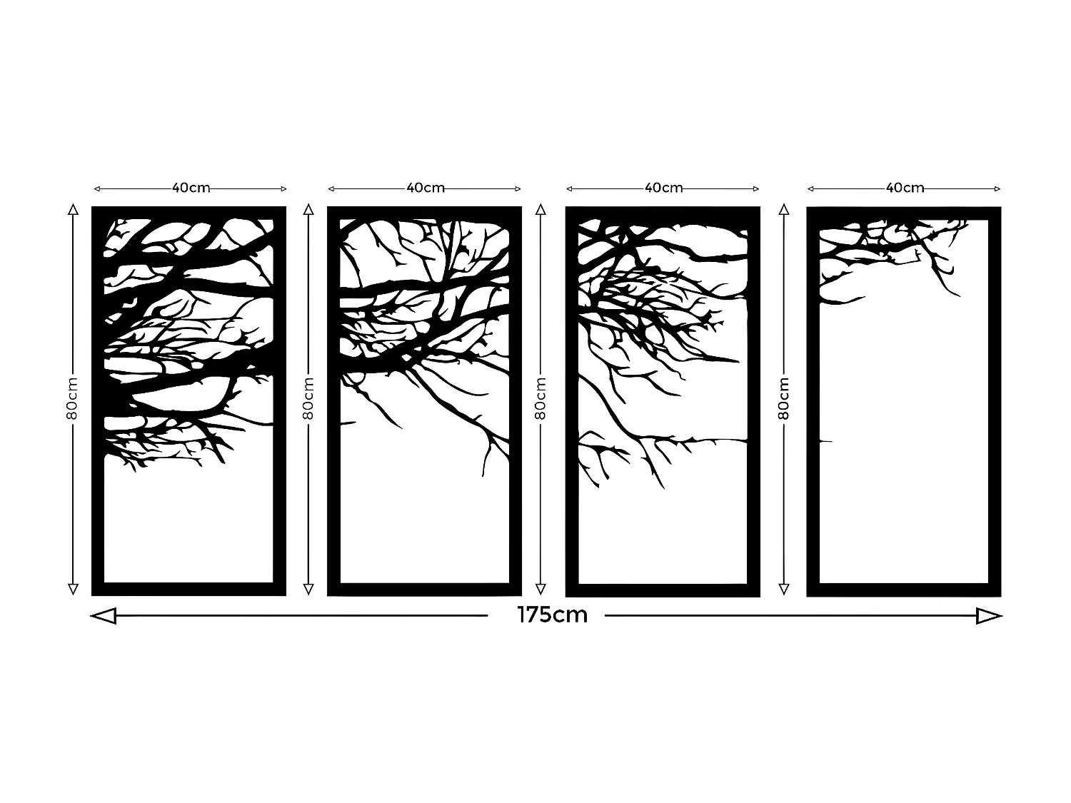 Metalen Decoratie Boom 24 - Zwart - 175x1,5x80 cm - EPIKASA