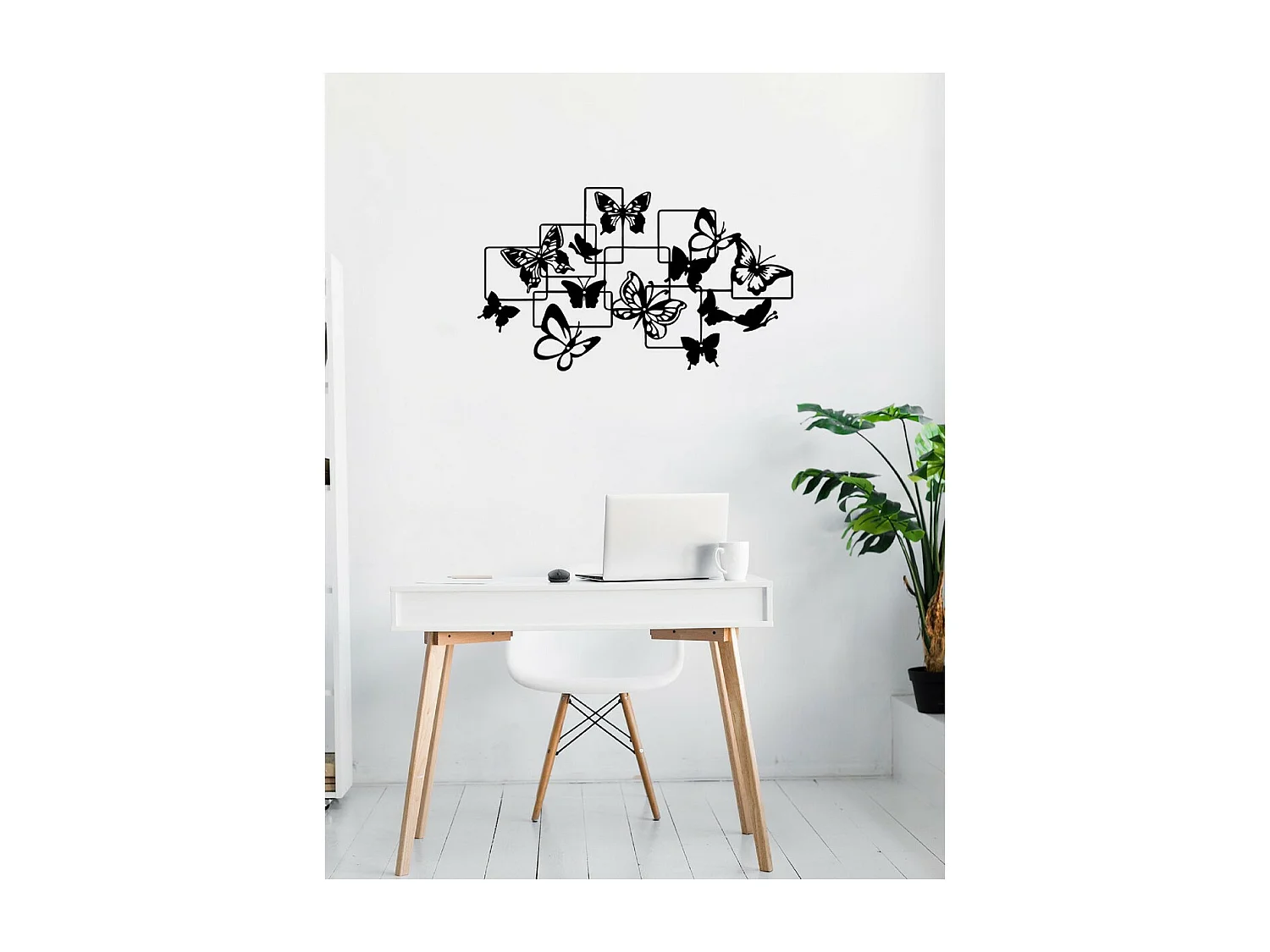 Décoration en Métal Papillon 5, Noir, 69x1,5x40 cm, EPIKASA